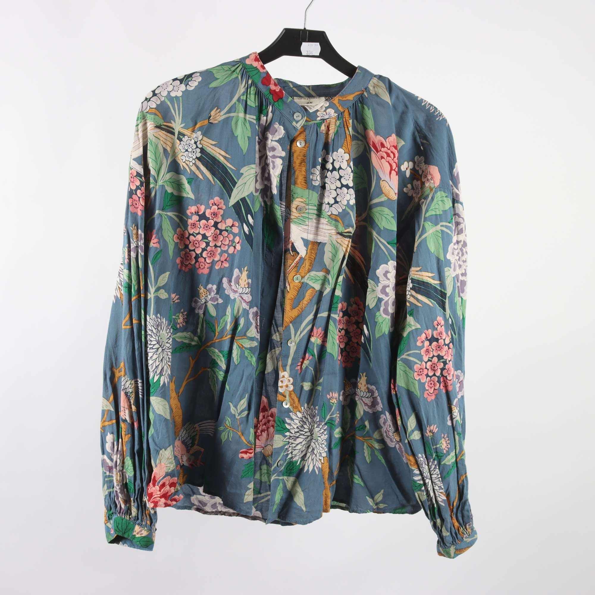 Blus, GP J Baker & H&M, blå, grön, stl. 38.