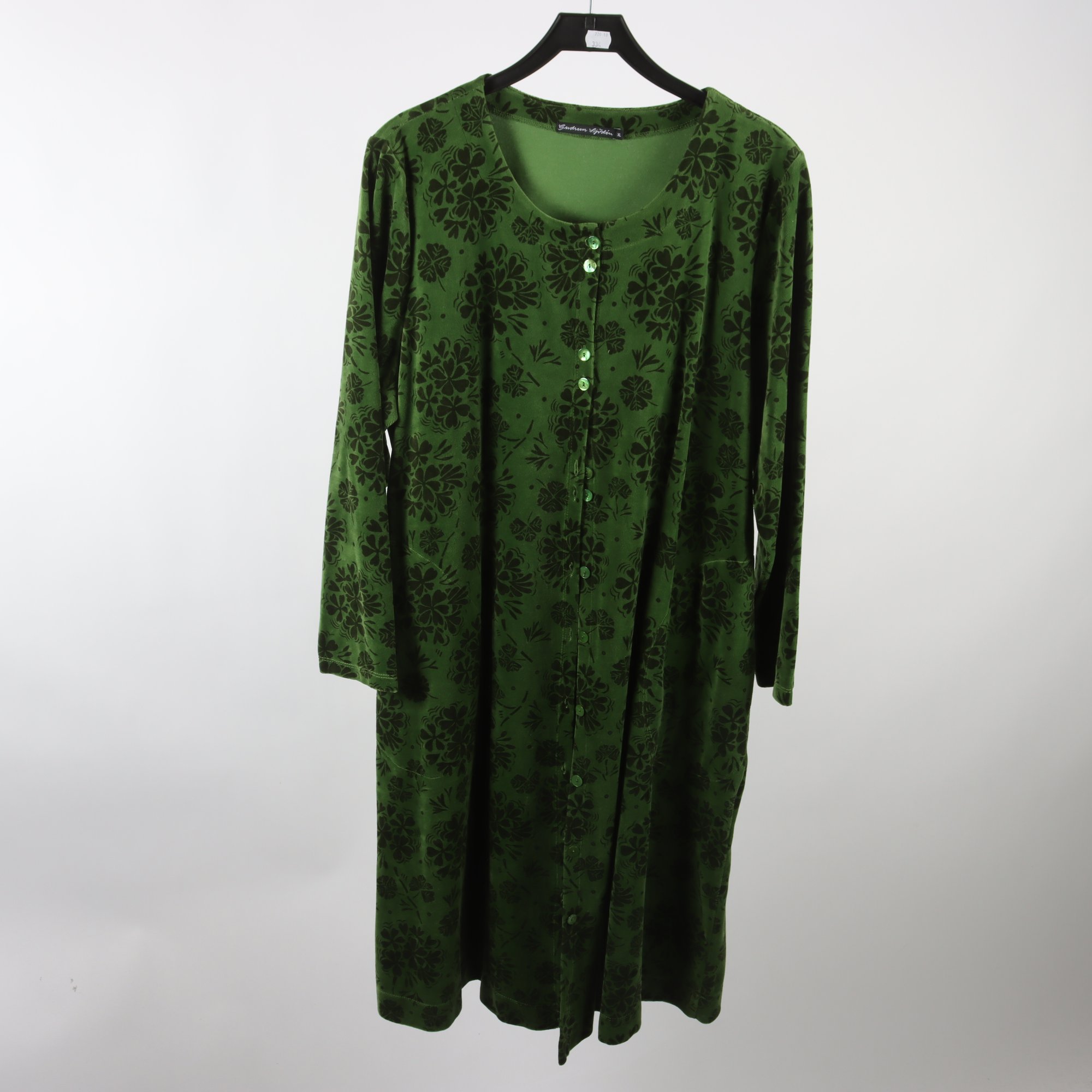 Klänning, Gudrun Sjödén, grön, velour, stl. XL.