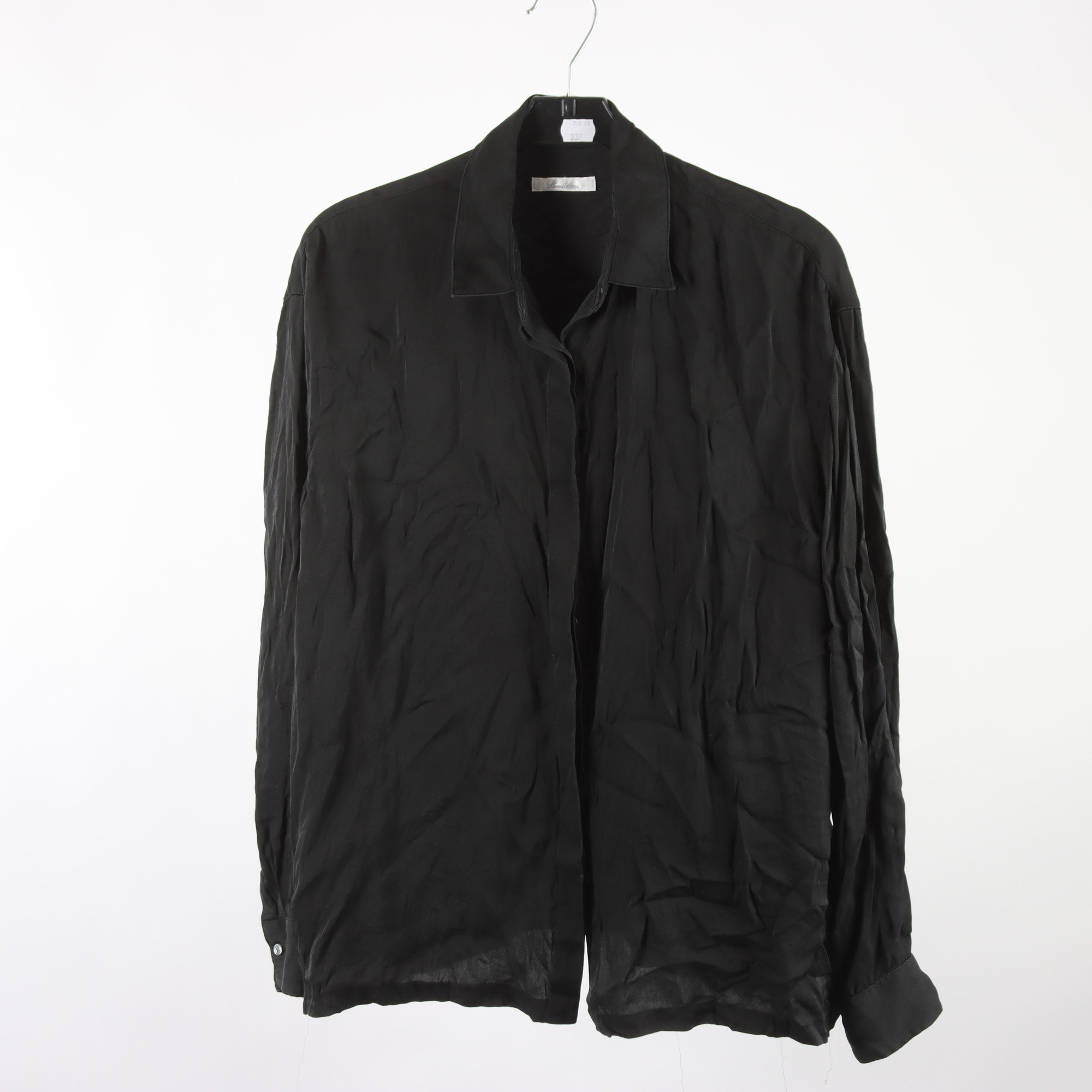 Blus, Strenström, svart, 95% silke, stl. 36.