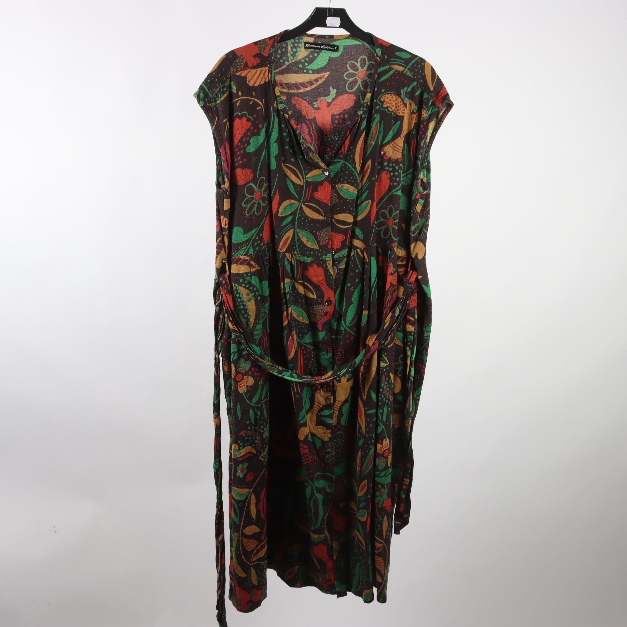 Klänning, Gudrun Sjödén, orange, grön, stl. XL.