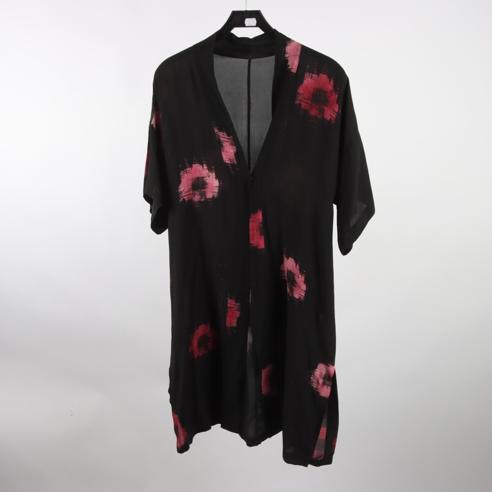 Klänning, Wera, svart, rosa, 100% silke, stl. ca XL.