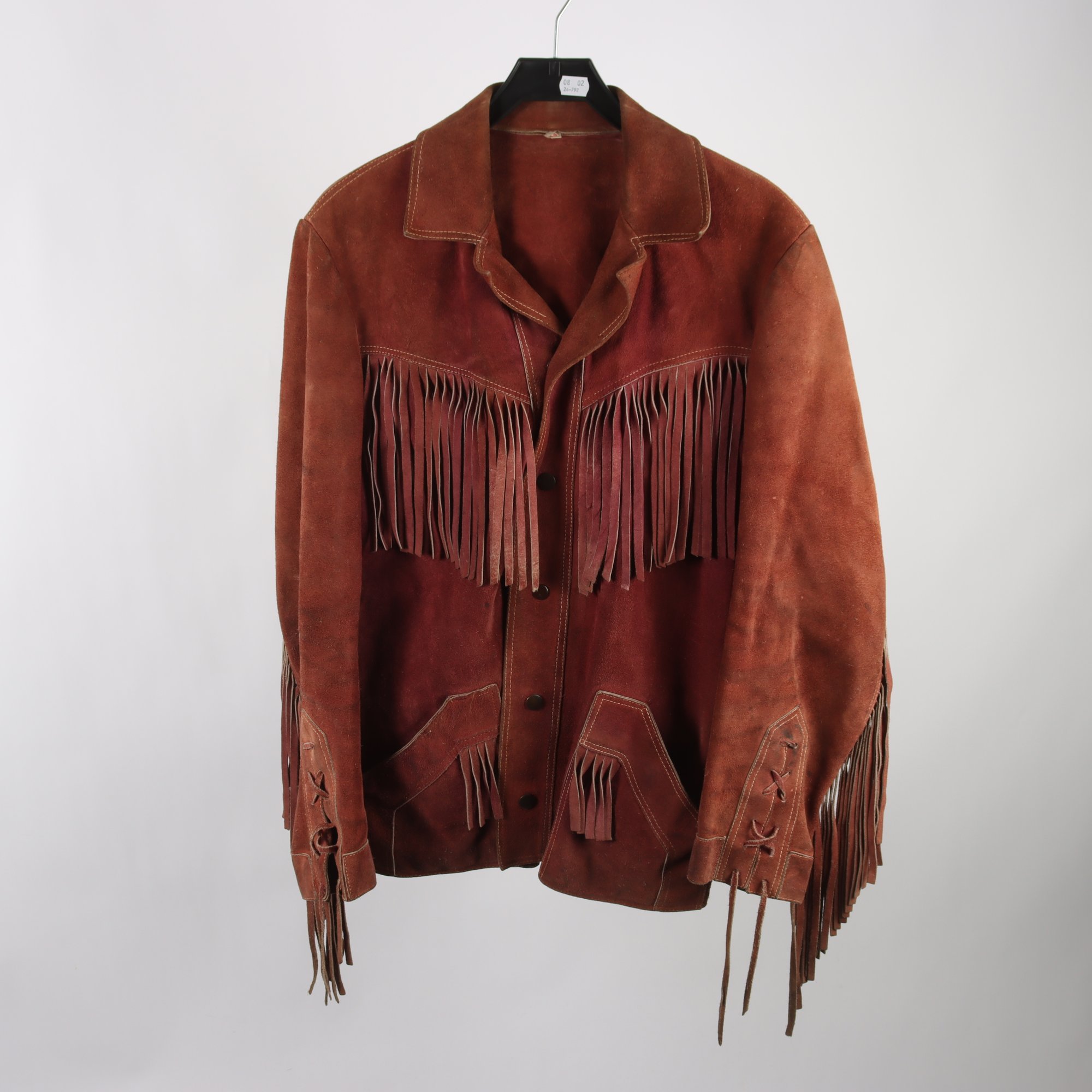 Mockajacka med fransar, 100% läder, stl. 44