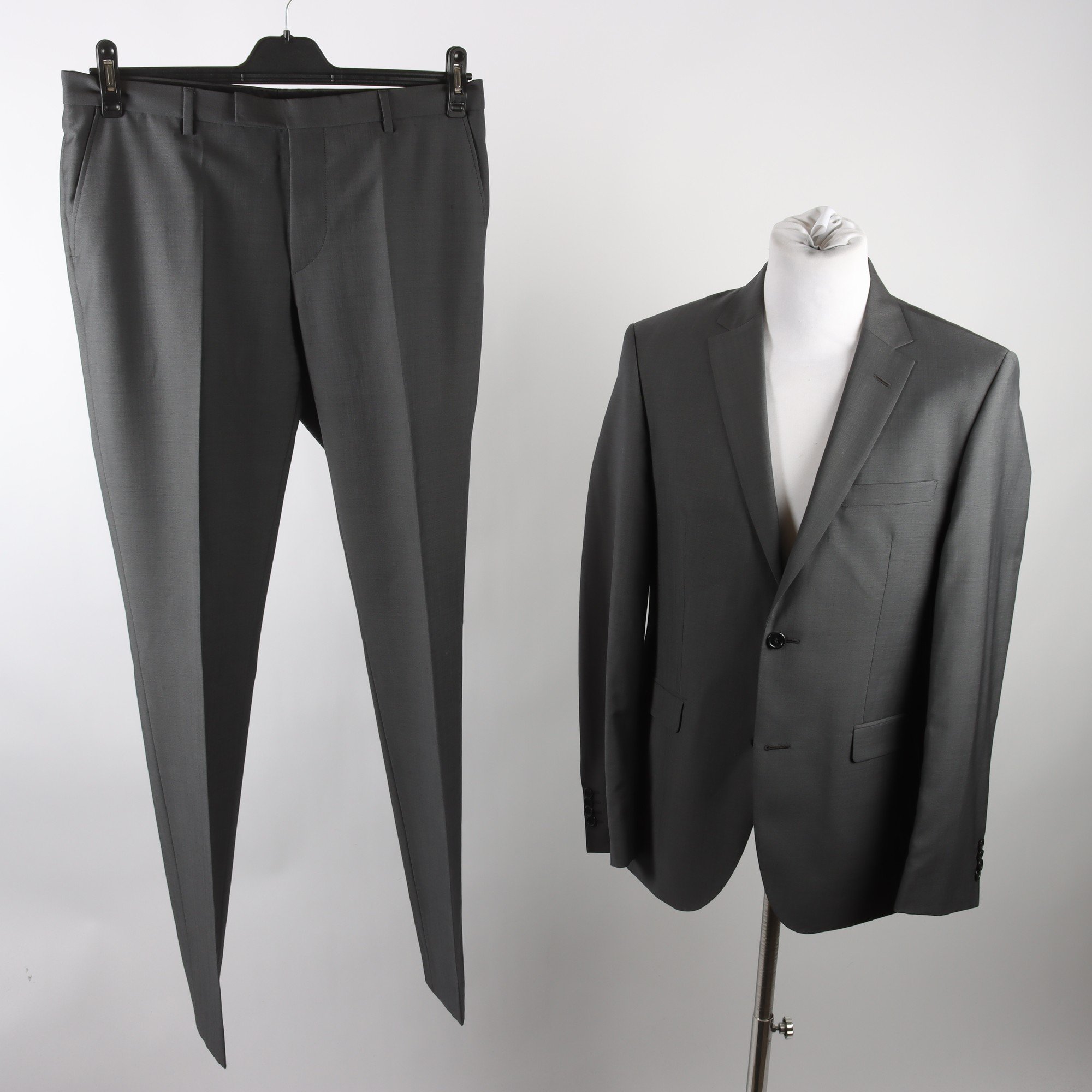 Kostym, Sand, grå, ull, mohair, stl. 50.