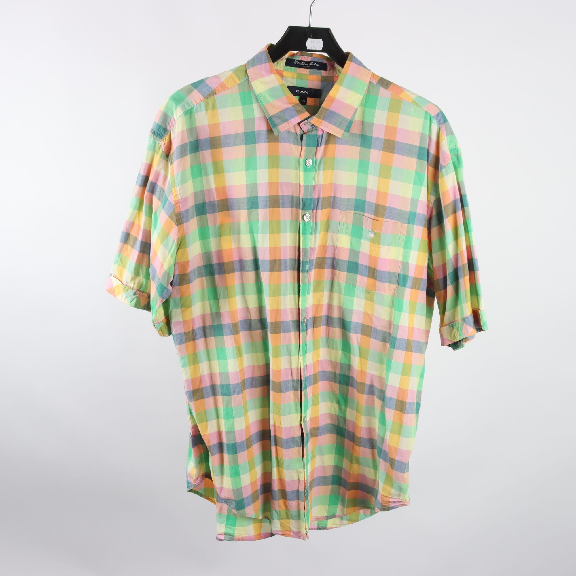 Skjorta, Gant, rutig, gul, grön, stl. 2XL.