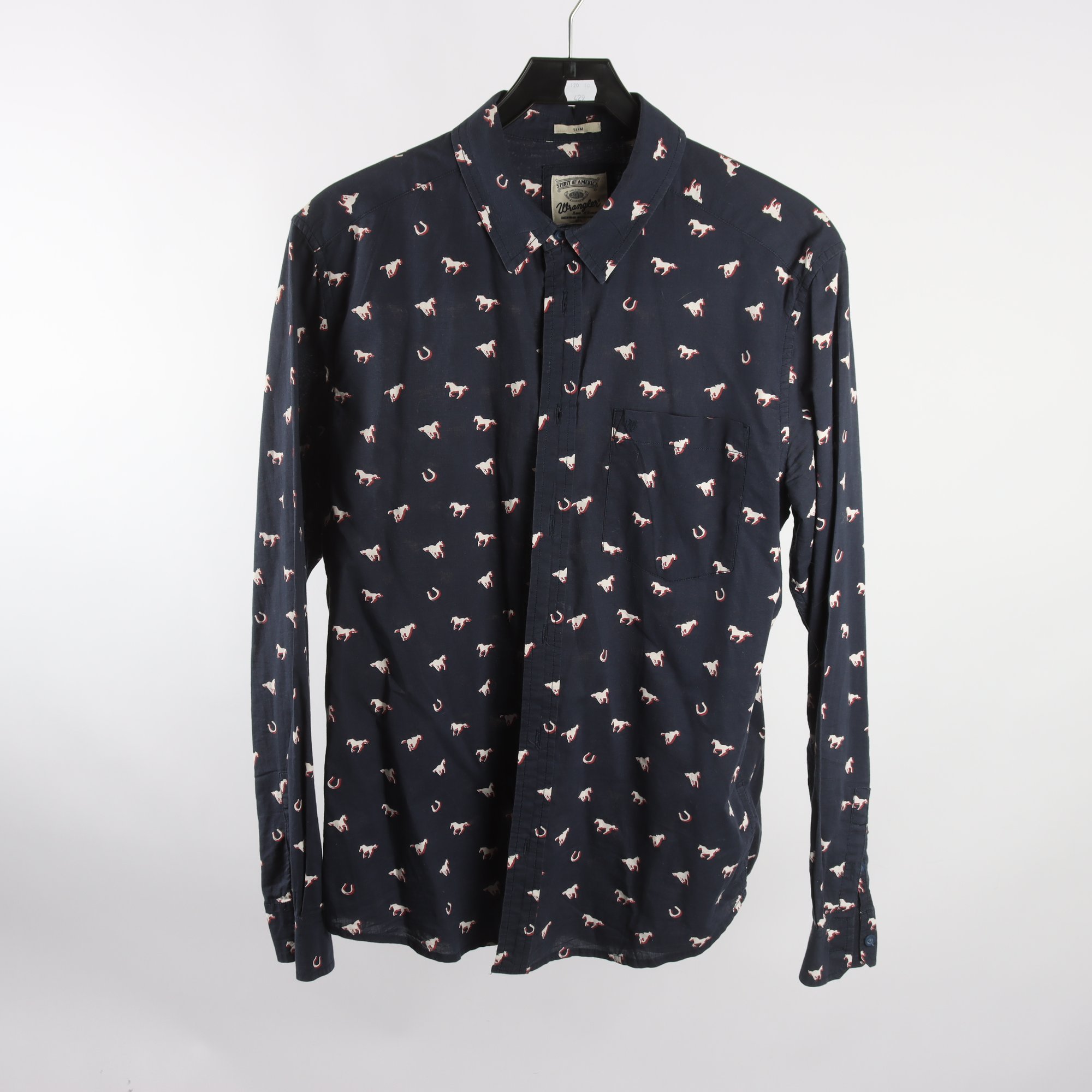 Skjorta, Wrangler, blå, hästar, stl. L.