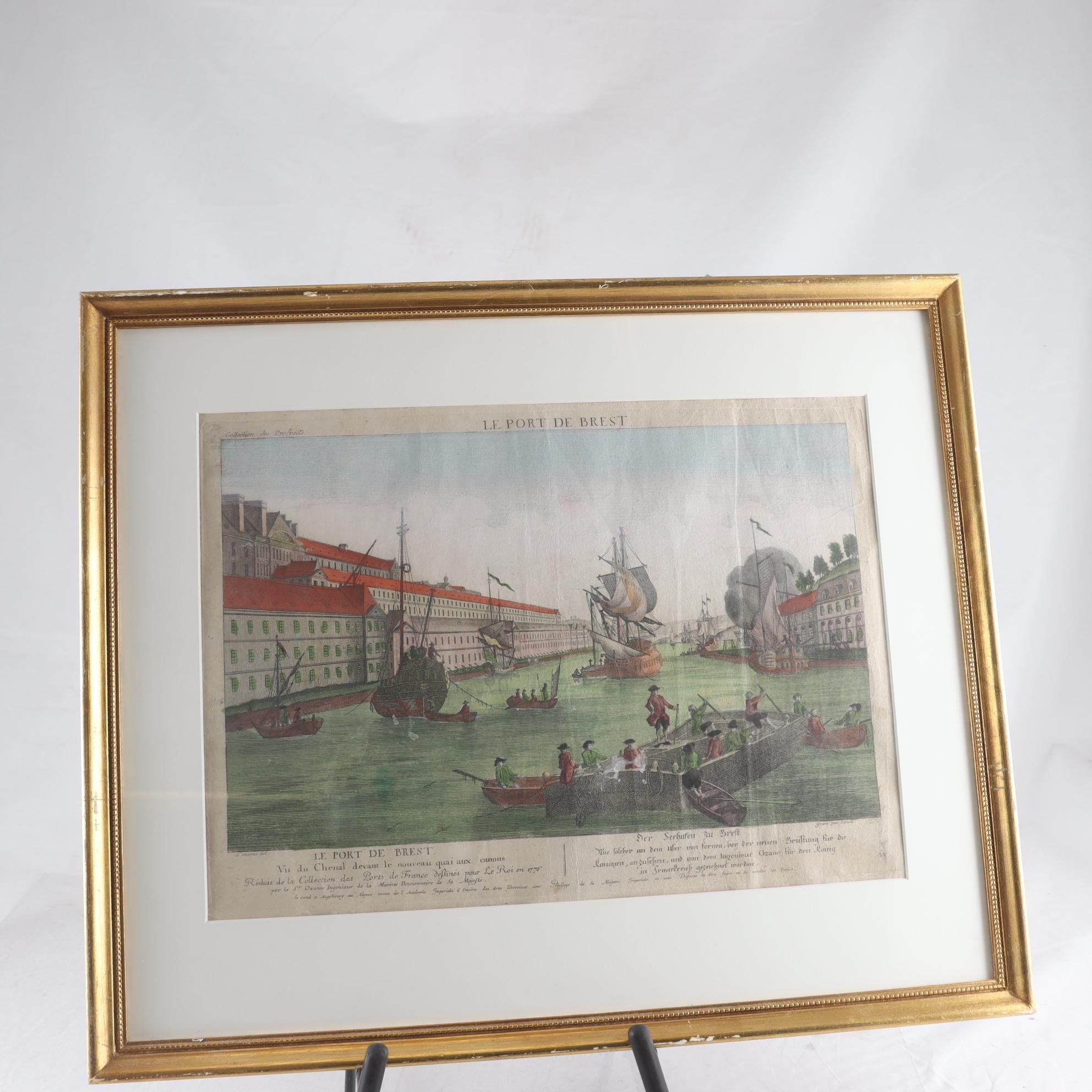 Tryck, Hamnen i Brest, Balthasar Leizelt, (1750-1800). Endast avhämtning.