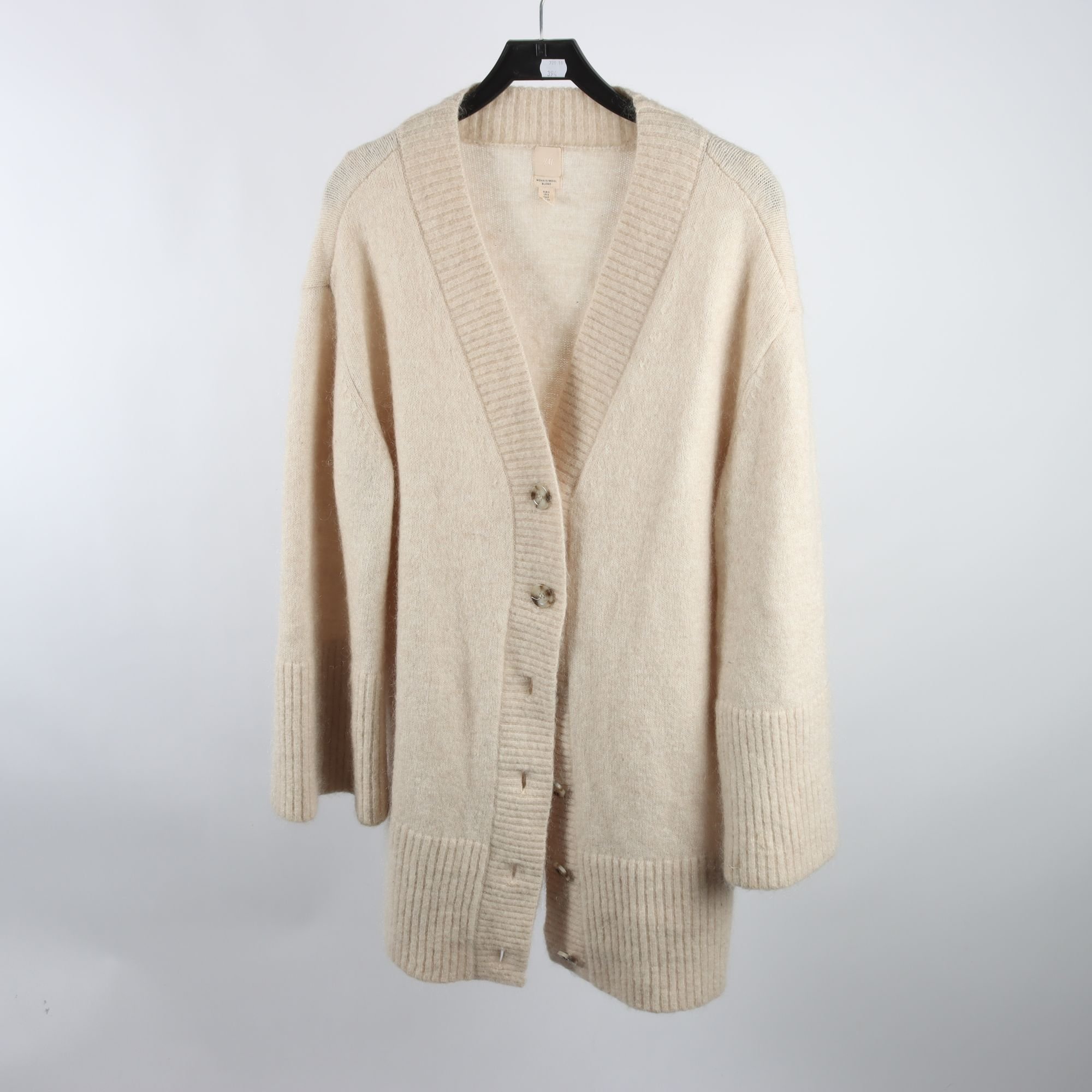 Kofta, H&M, beige, ull, mohair, oversíze, stl. S.
