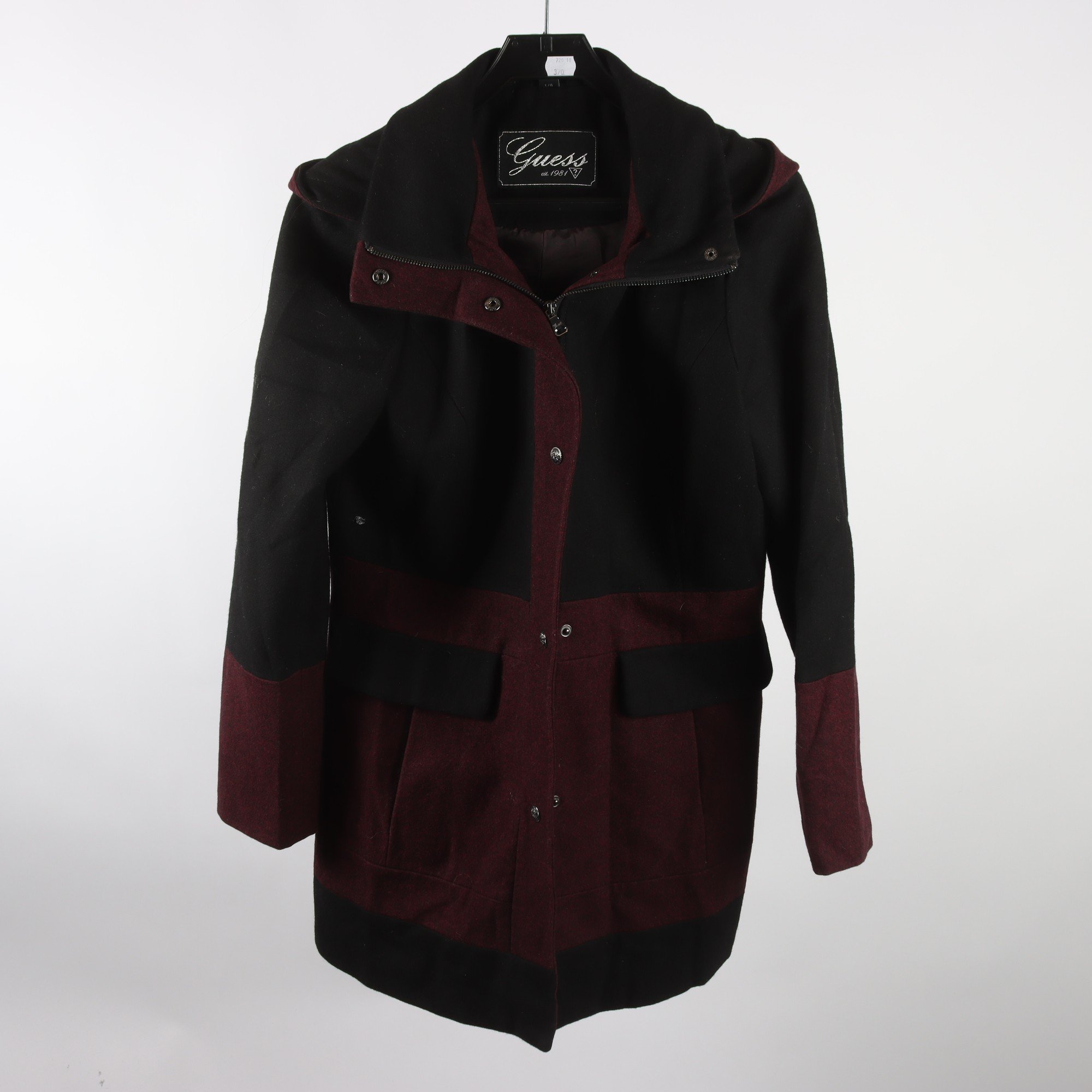 Kappa, Guess, svart, vinröd, ullmix, stl. L.