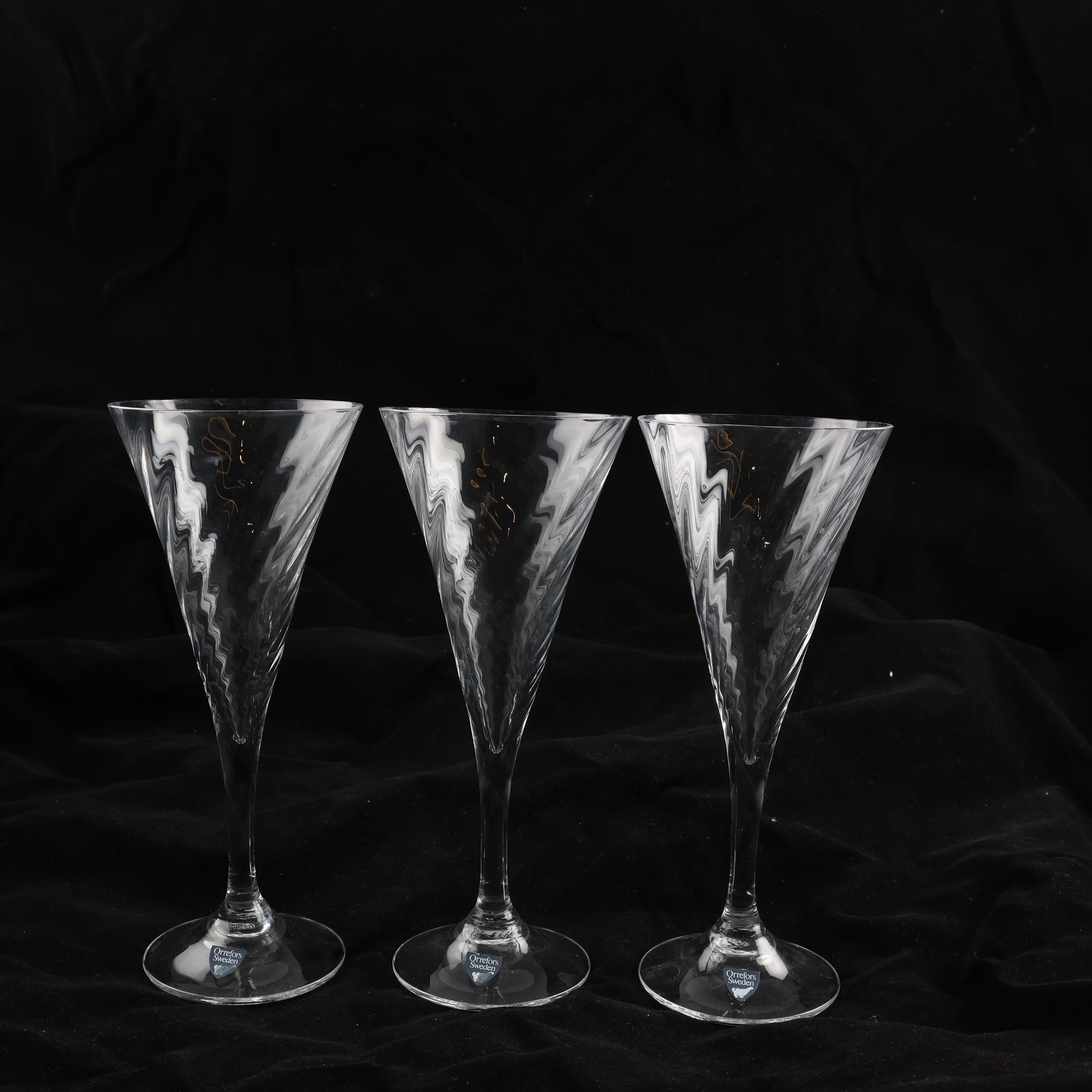 Champagneglas, Orrefors, ’Helena’ Gunnar Cyrén, 3 st.