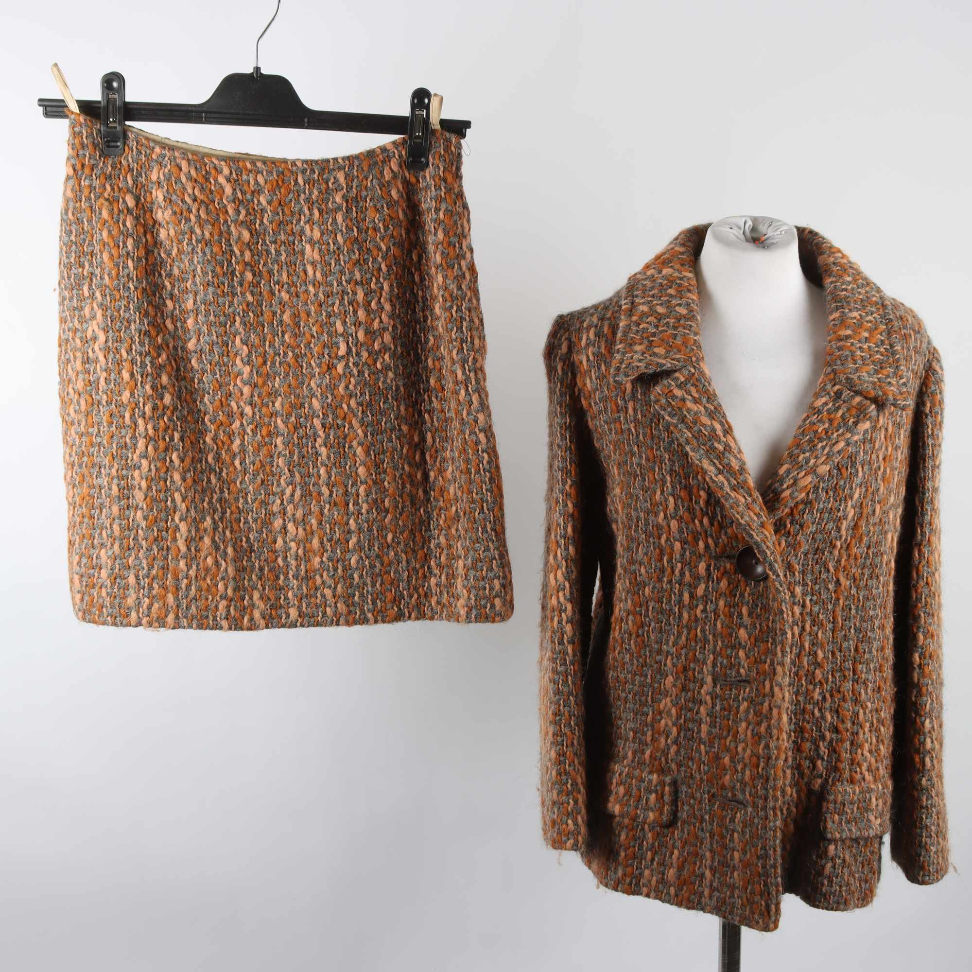 Kjol + Kavaj, Okänd, grå, brun, stl. ca. S.