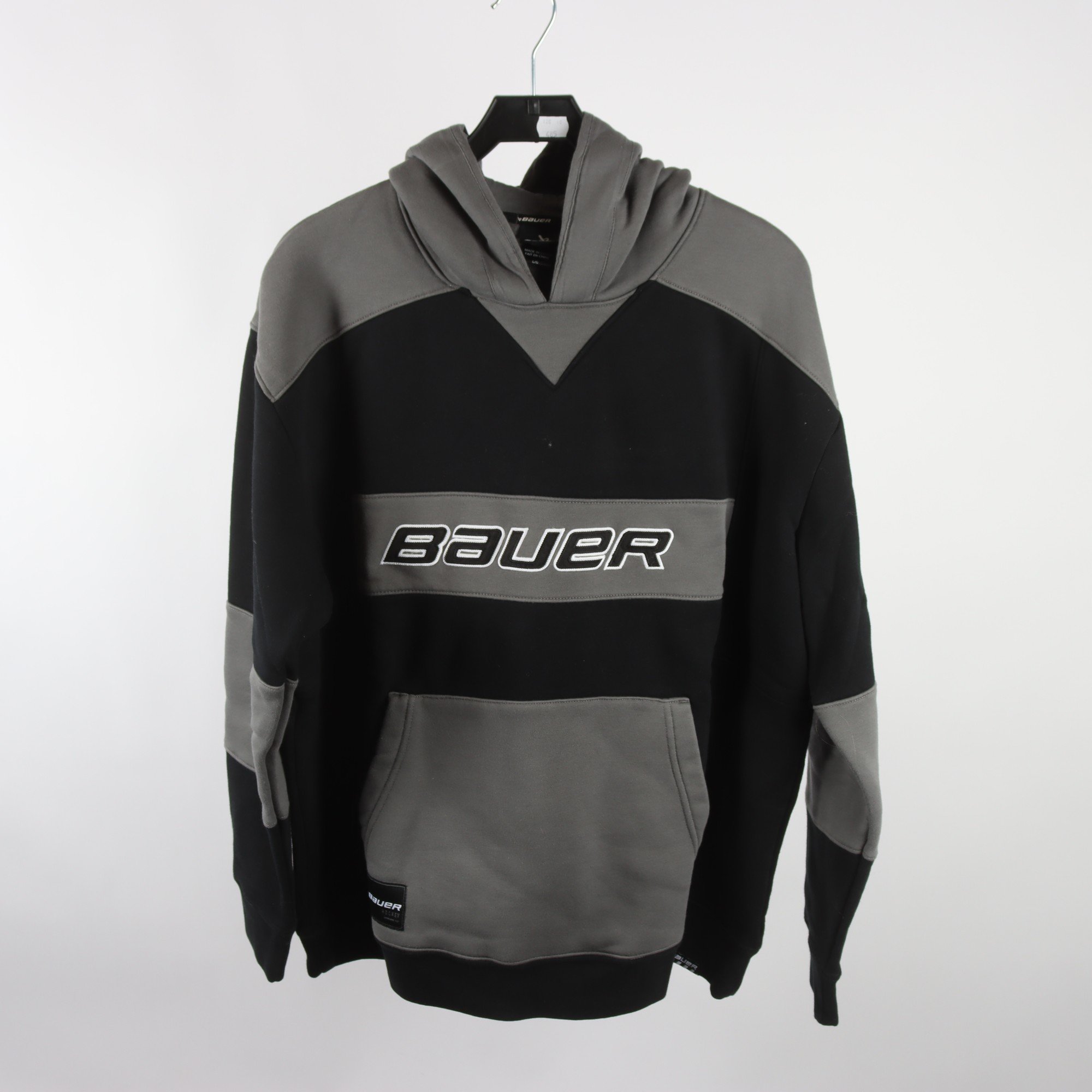 Hoodie, Bauerm grå, svart, stl. L.