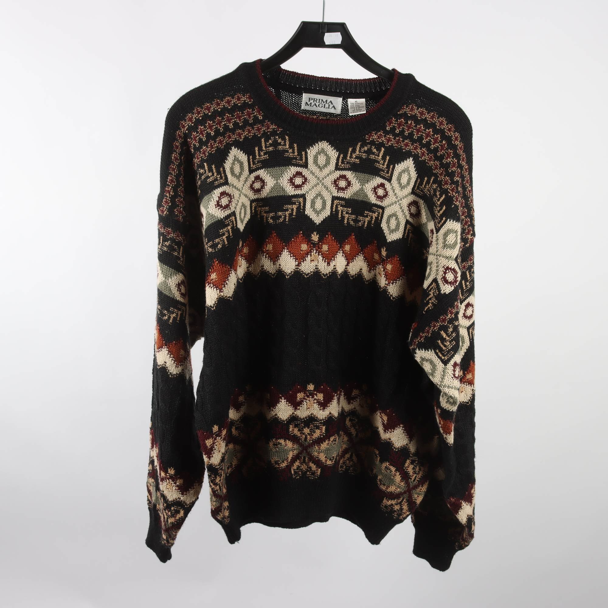 Tröja, Prima Maglia, svart, brun, ullmix, stl. XL.