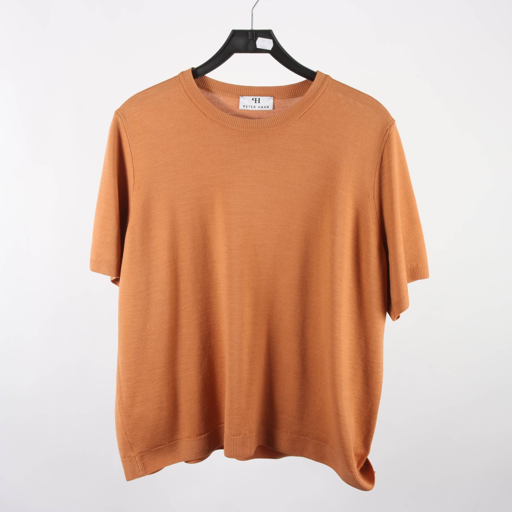 Tröja + kofta, Peter Hahn, orange, 100% ull, stl. 52.