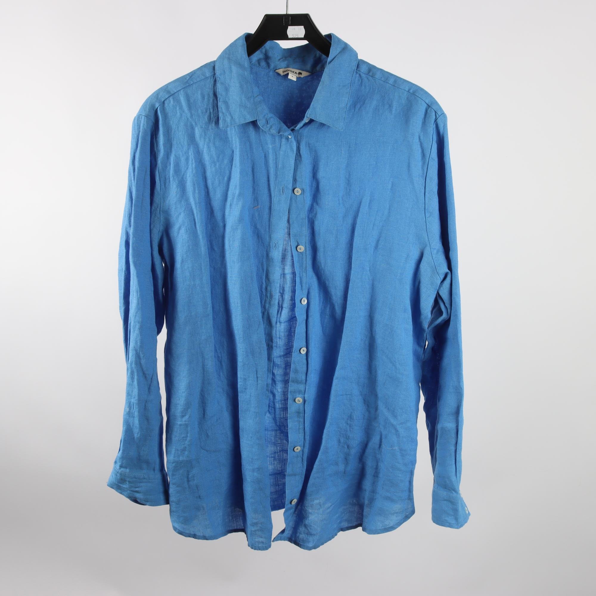 Blus, Indiska, blå, 100% lin, stl. L.