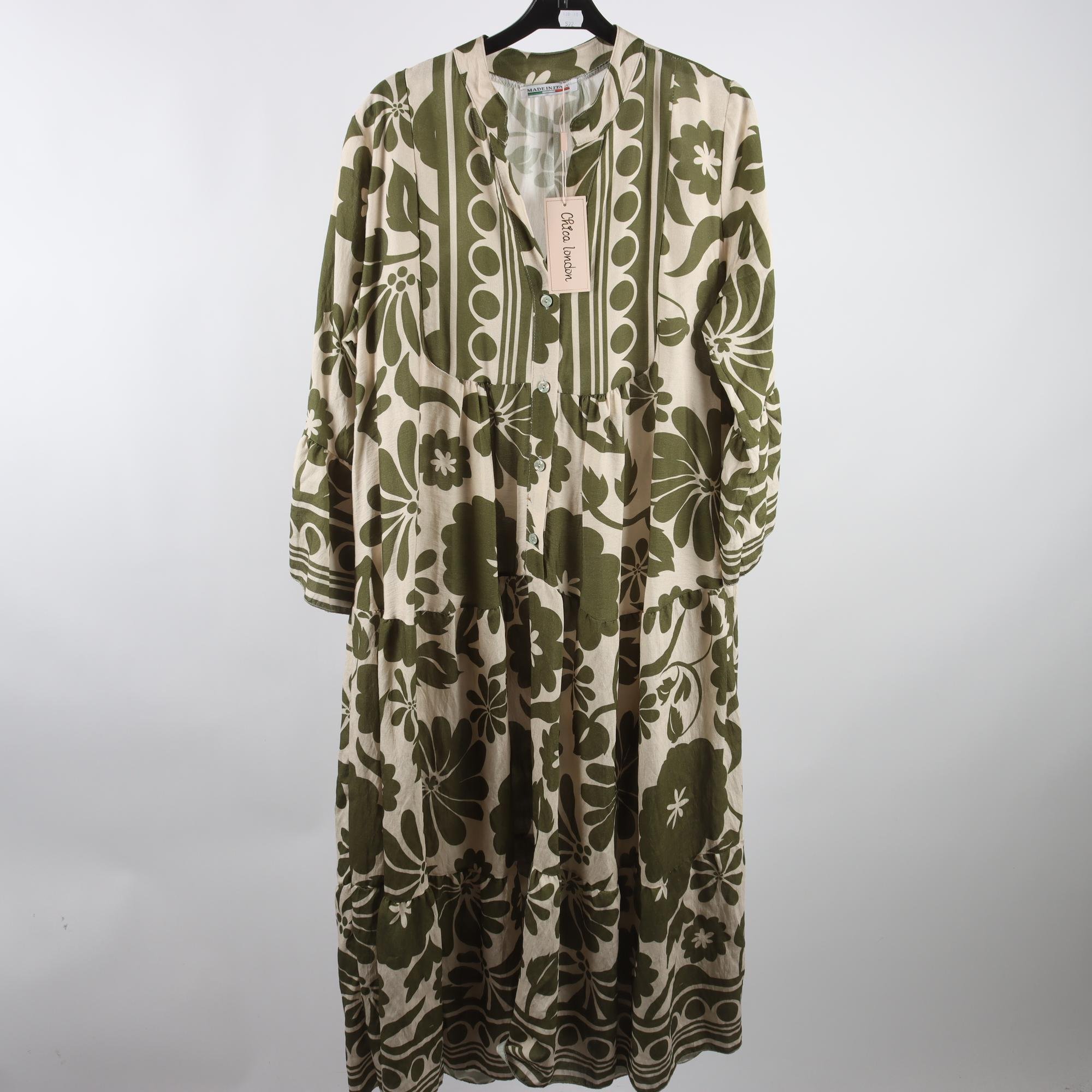 Klänning, Chica London, beige, grön, stl. one size.