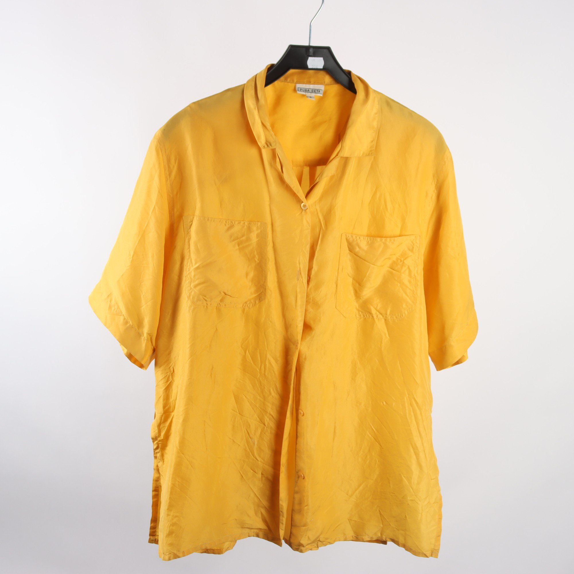 Blus, Pura Seta, gul, 100% silke, stl. S.