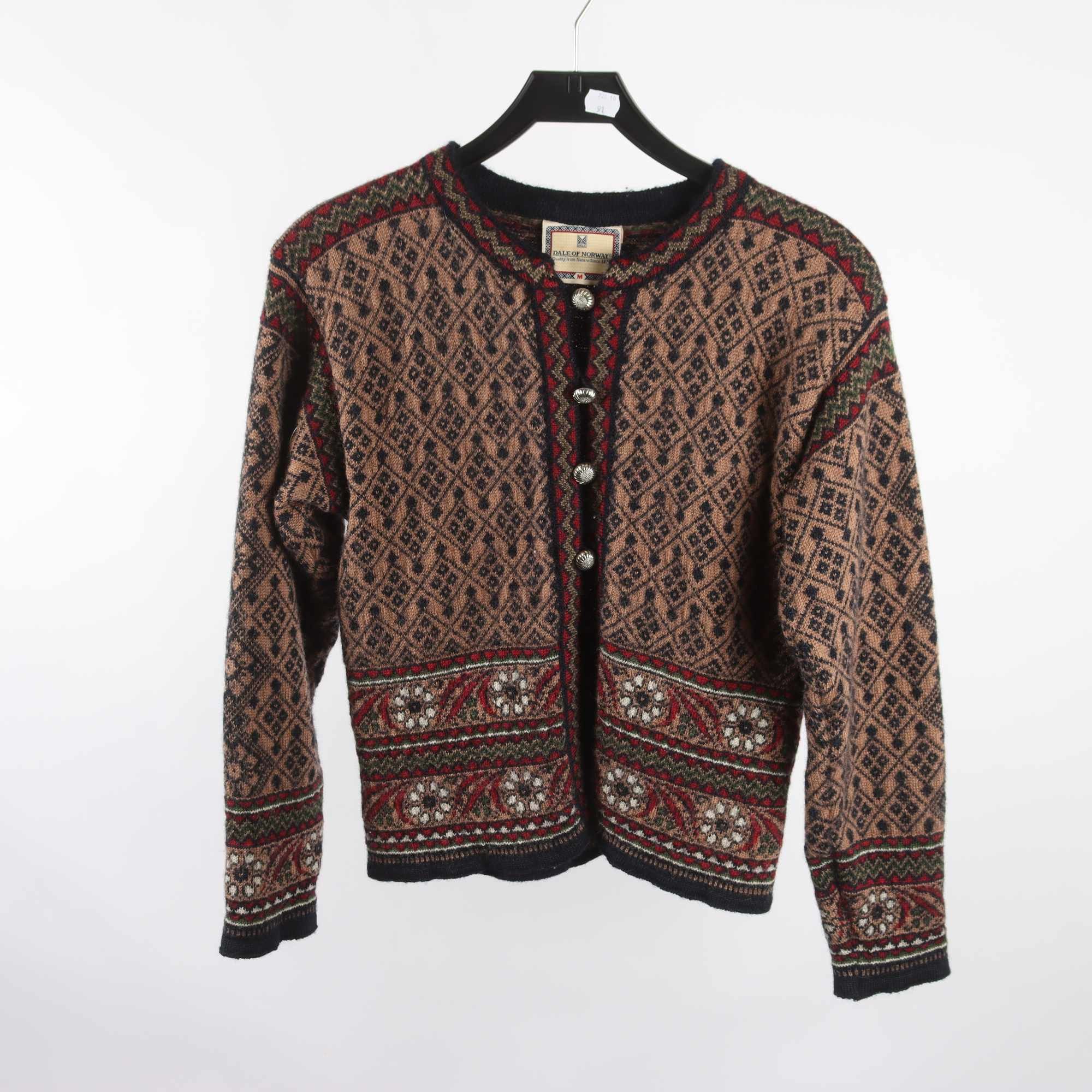 Kofta, Dale of Norway, brun, mönstrad, stl. M
