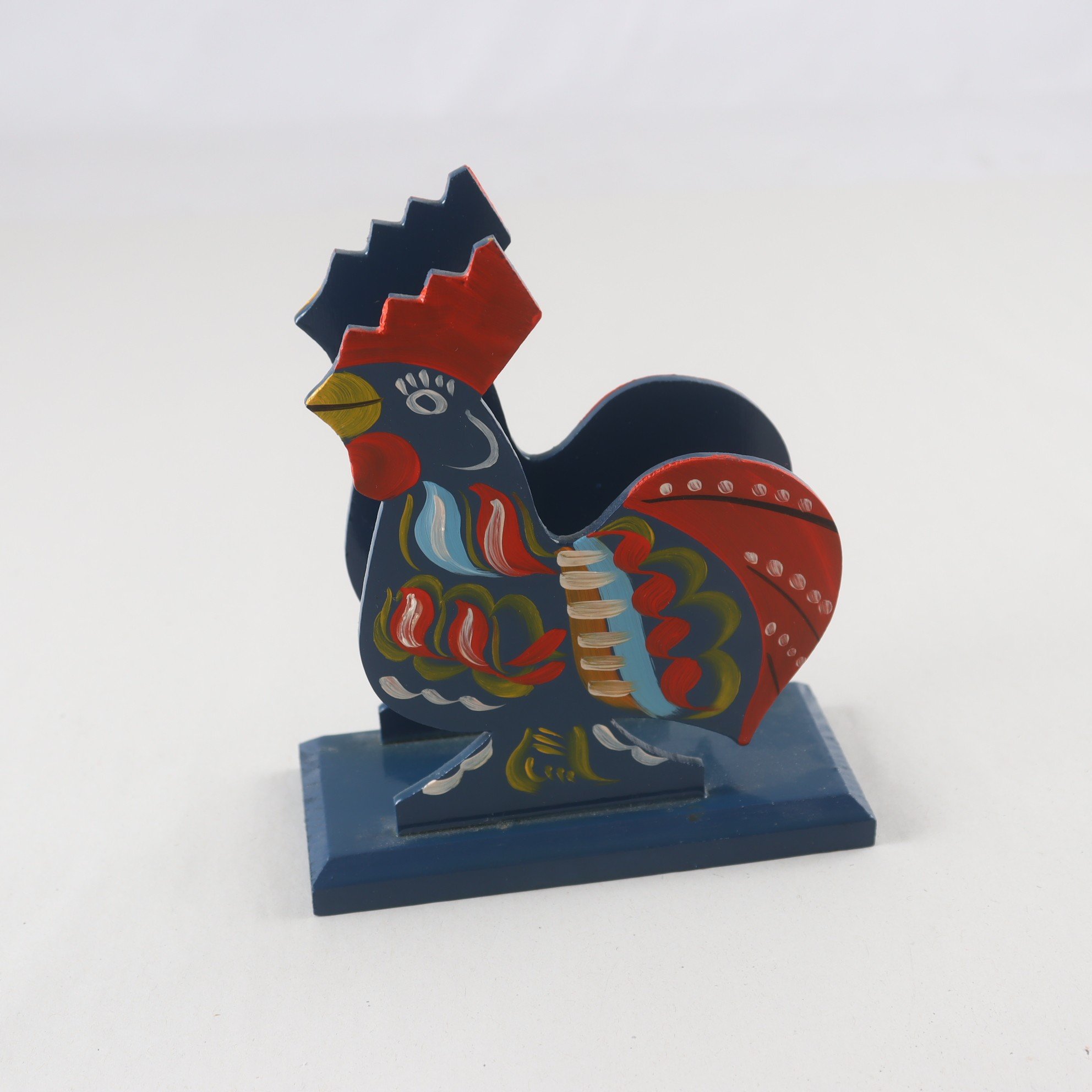 Servettställ, Brevställ, Tupp, Dala Hemslöjd, blå.