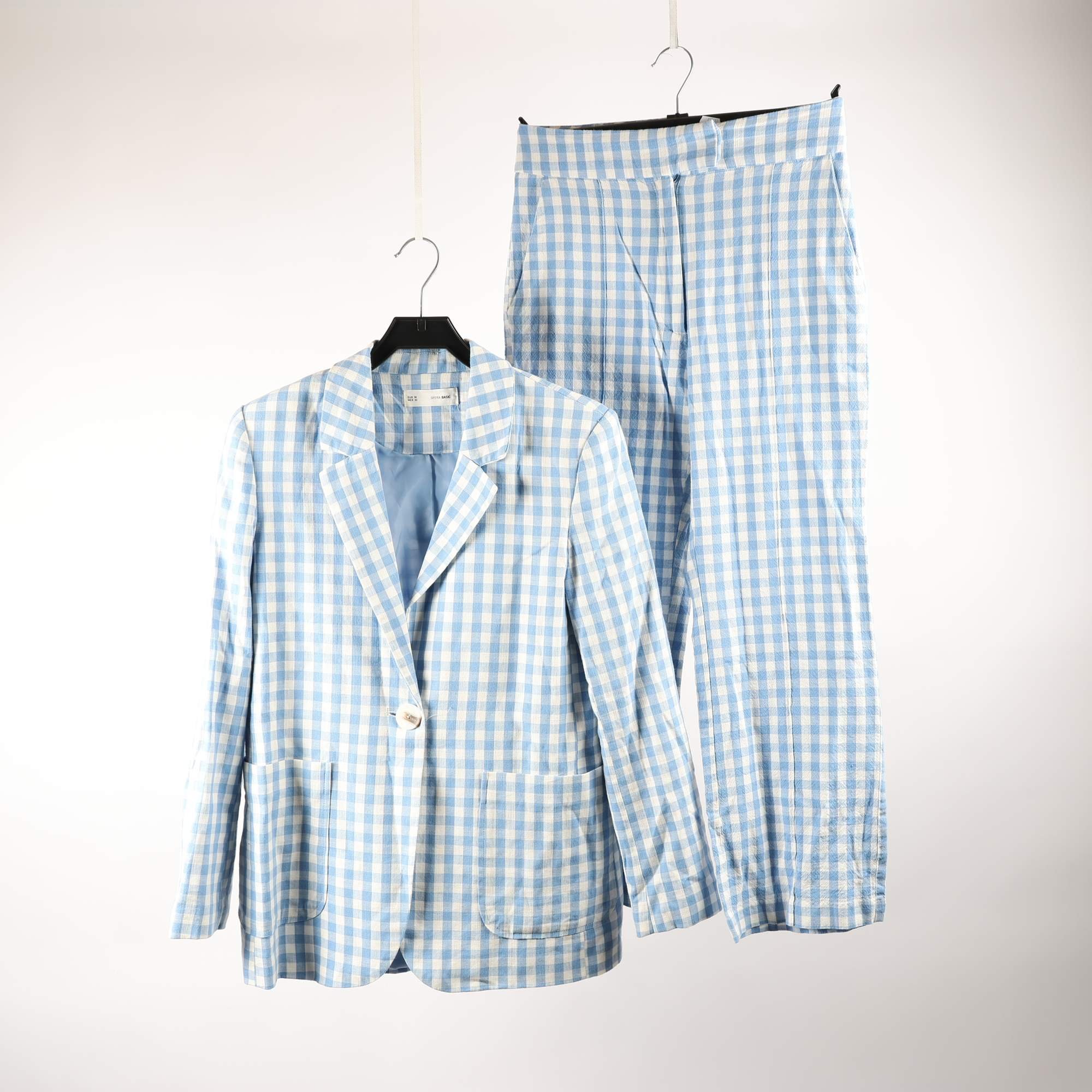 Kostym, Sfera, blå, vit, rutig, stl. M/40