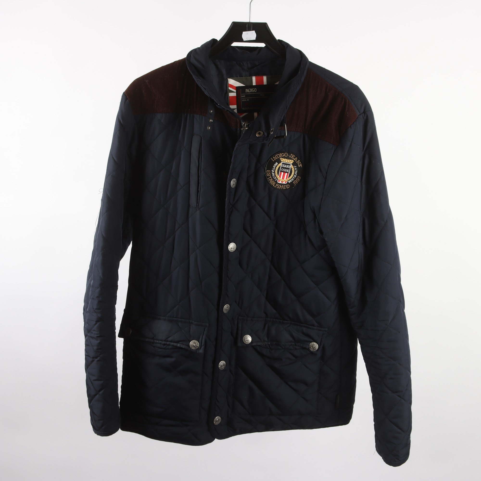 Jacka, Indigo, blå, quiltad, stl. M.