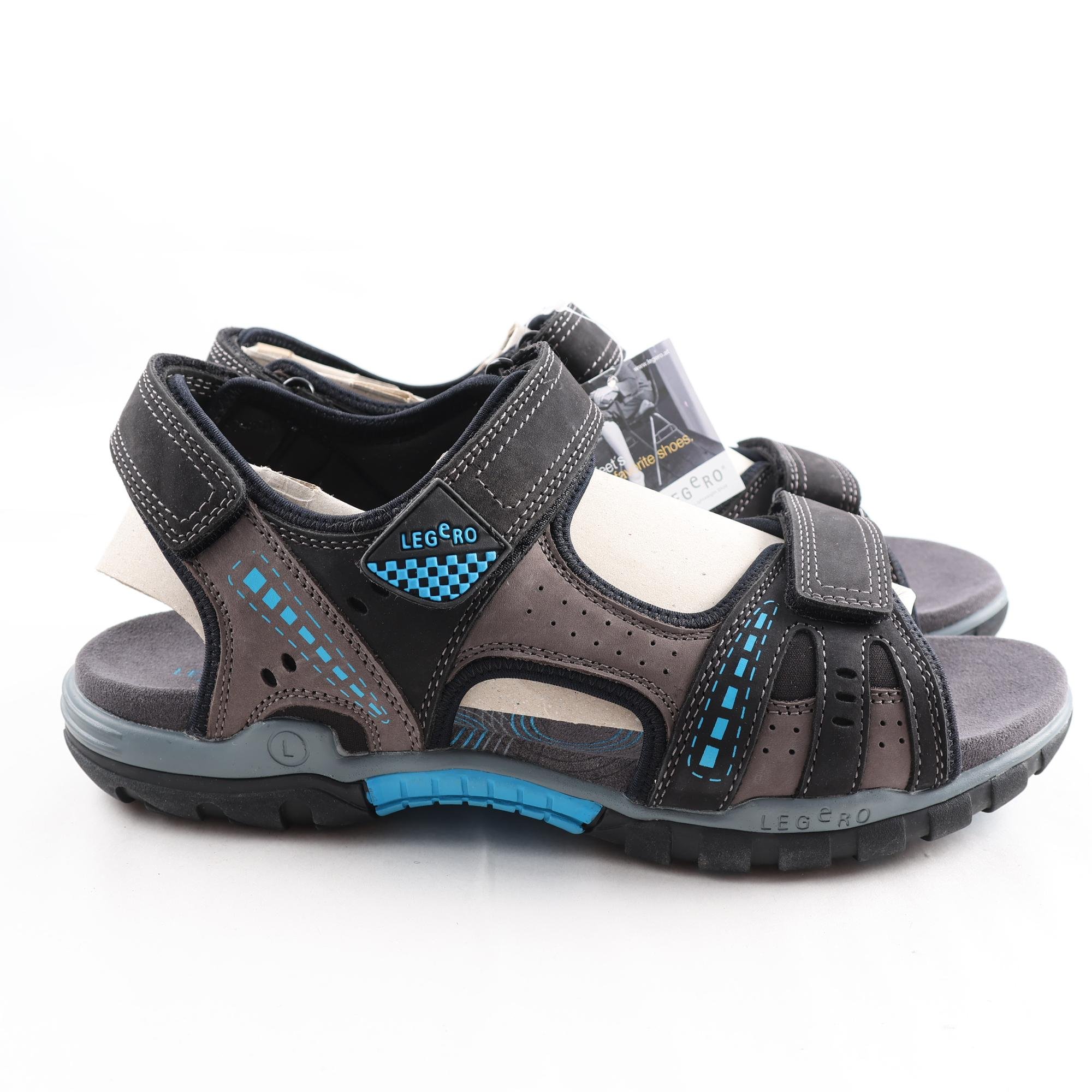 Sandaler, Legero, svart, skinn, stl. 44.