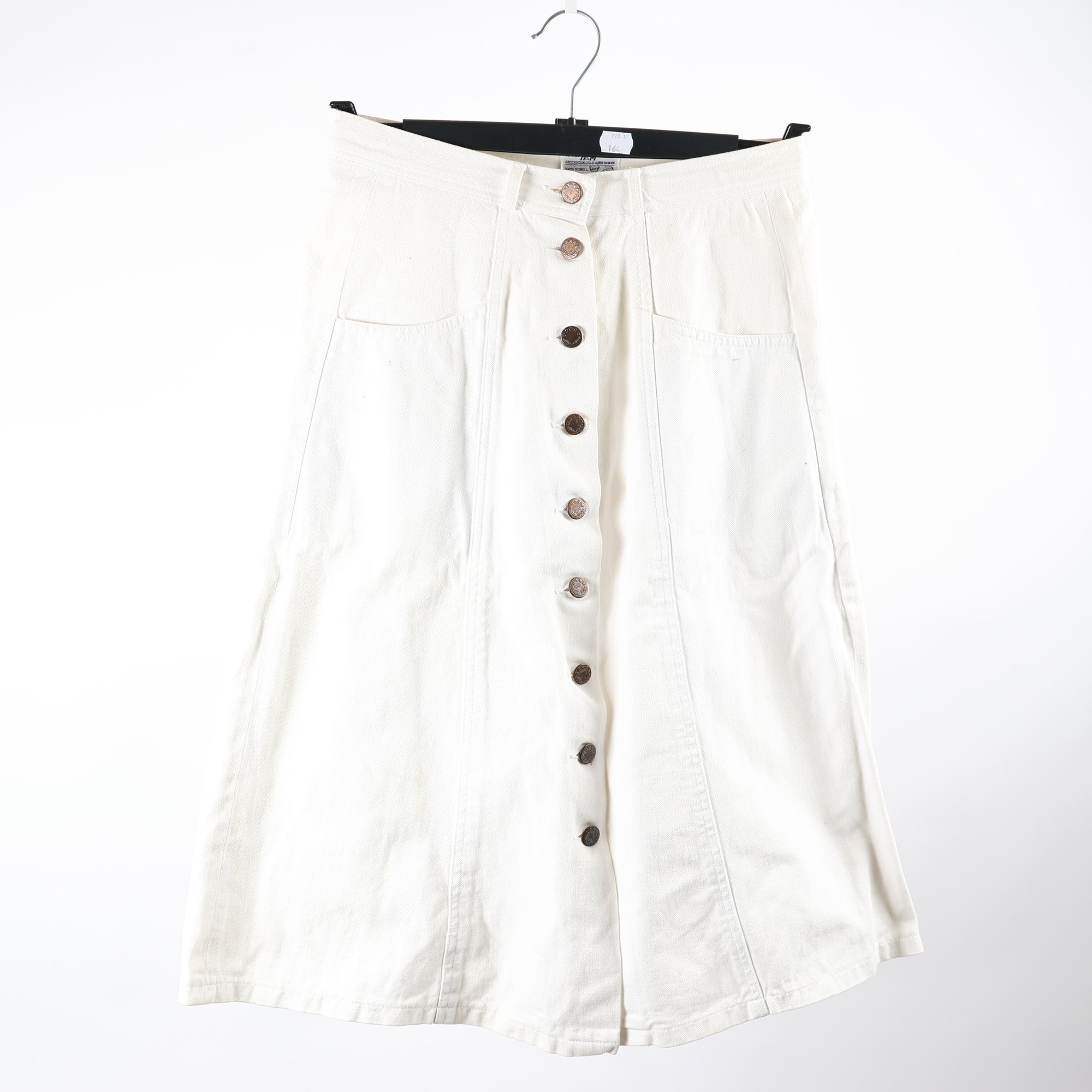 Jeanskjol, vintage, H&M, vit, stl. 42