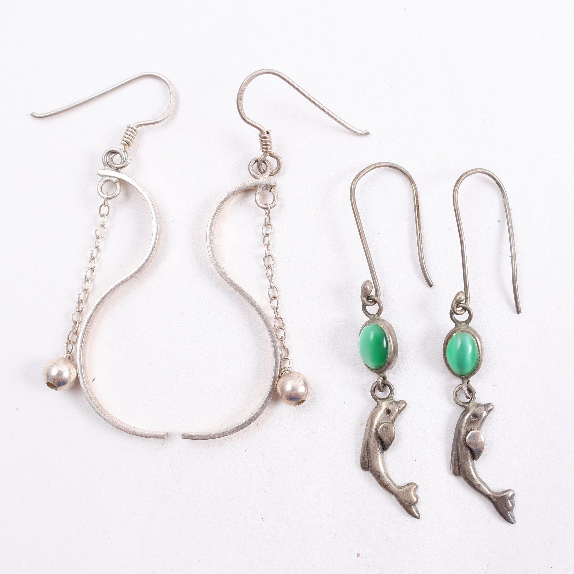 Örhängen, silver, 2 par, brv: 7.9g