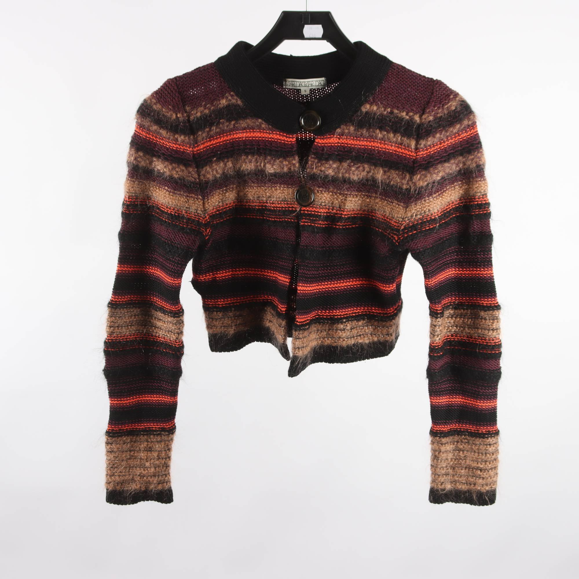 Kofta, Dagmar, vinröd, svart, ull, mohair, stl. S.