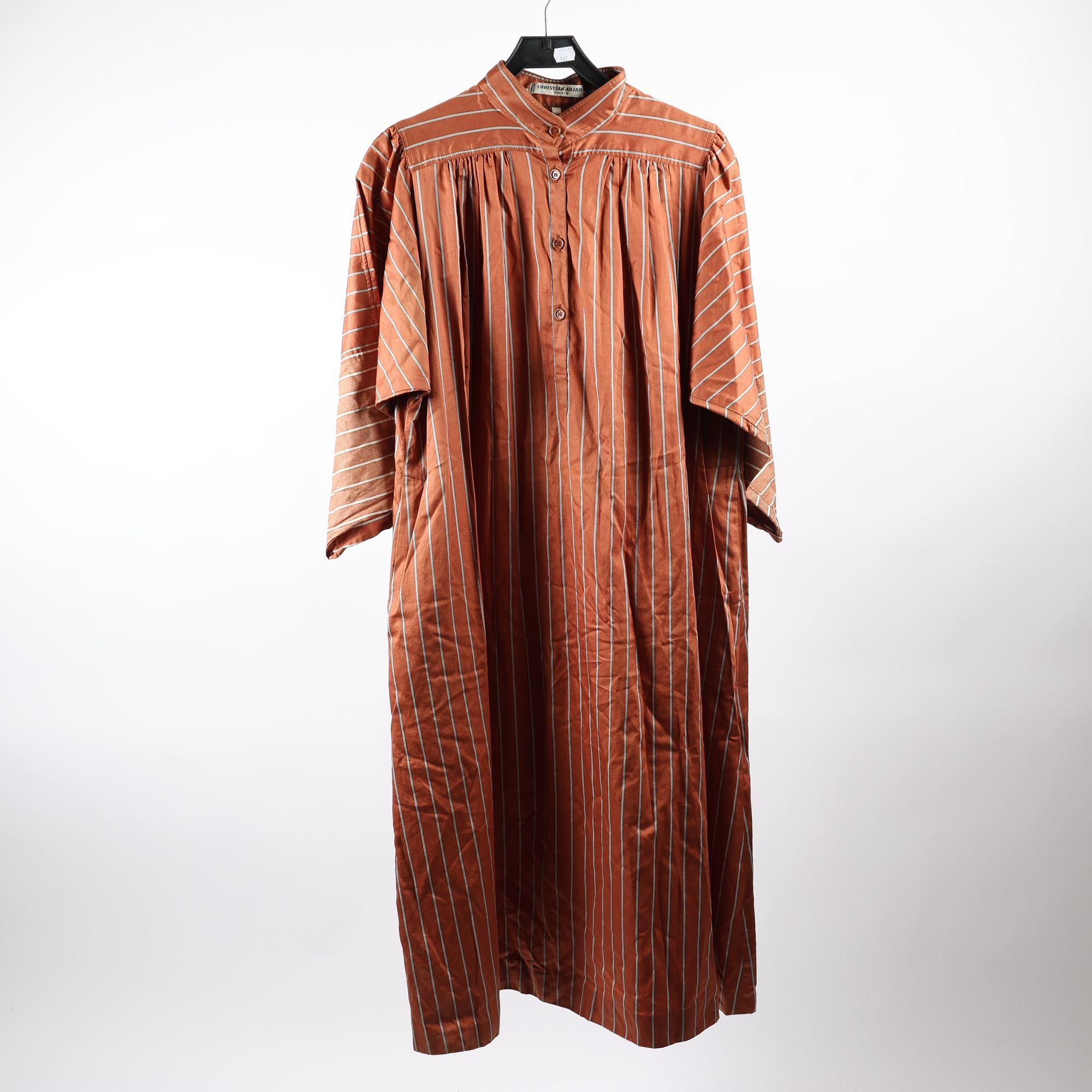 Klänning, vintage, Christian Aujard Paris, brun, randig, stl. 40