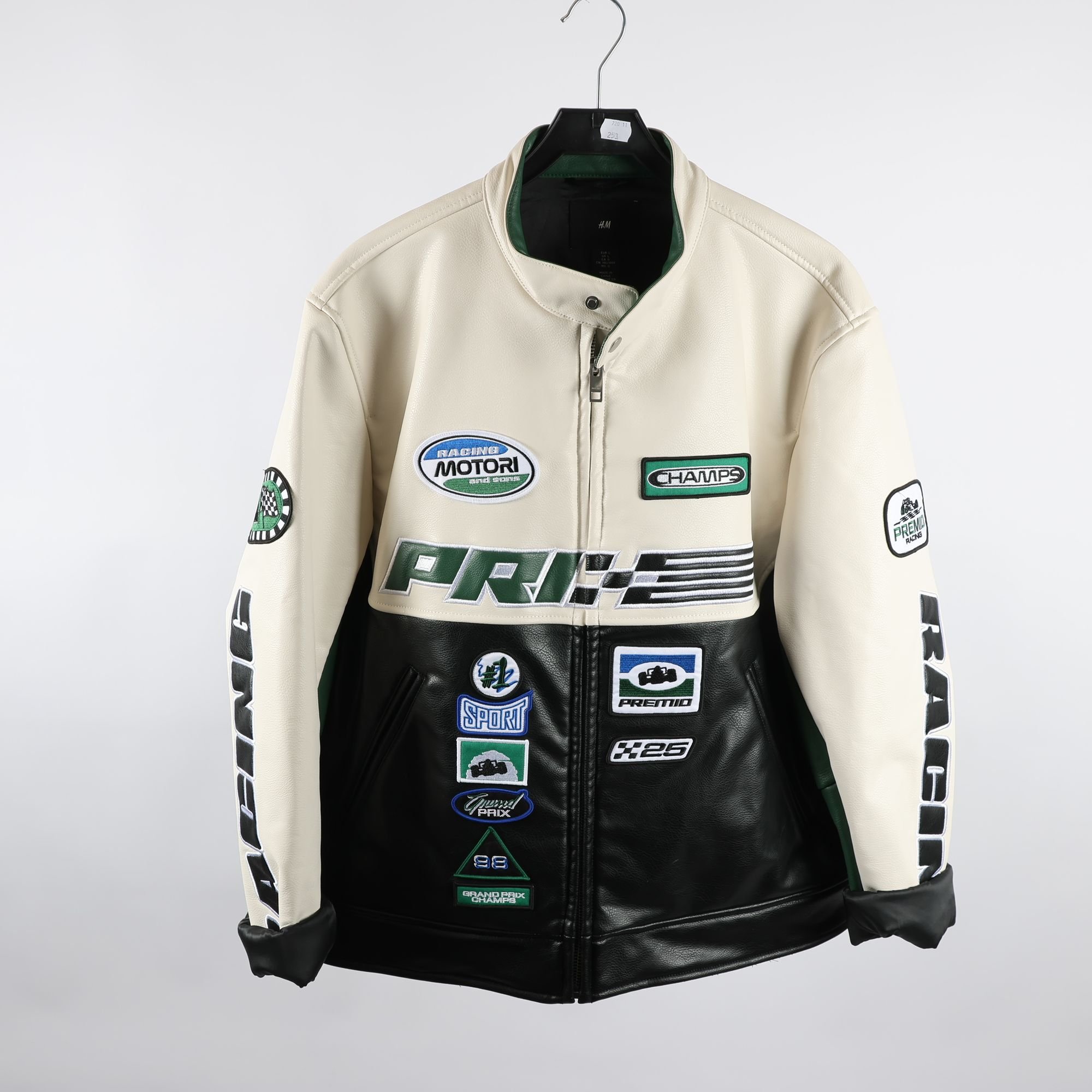 Jacka, H&M, offwhite, svart, stl. L