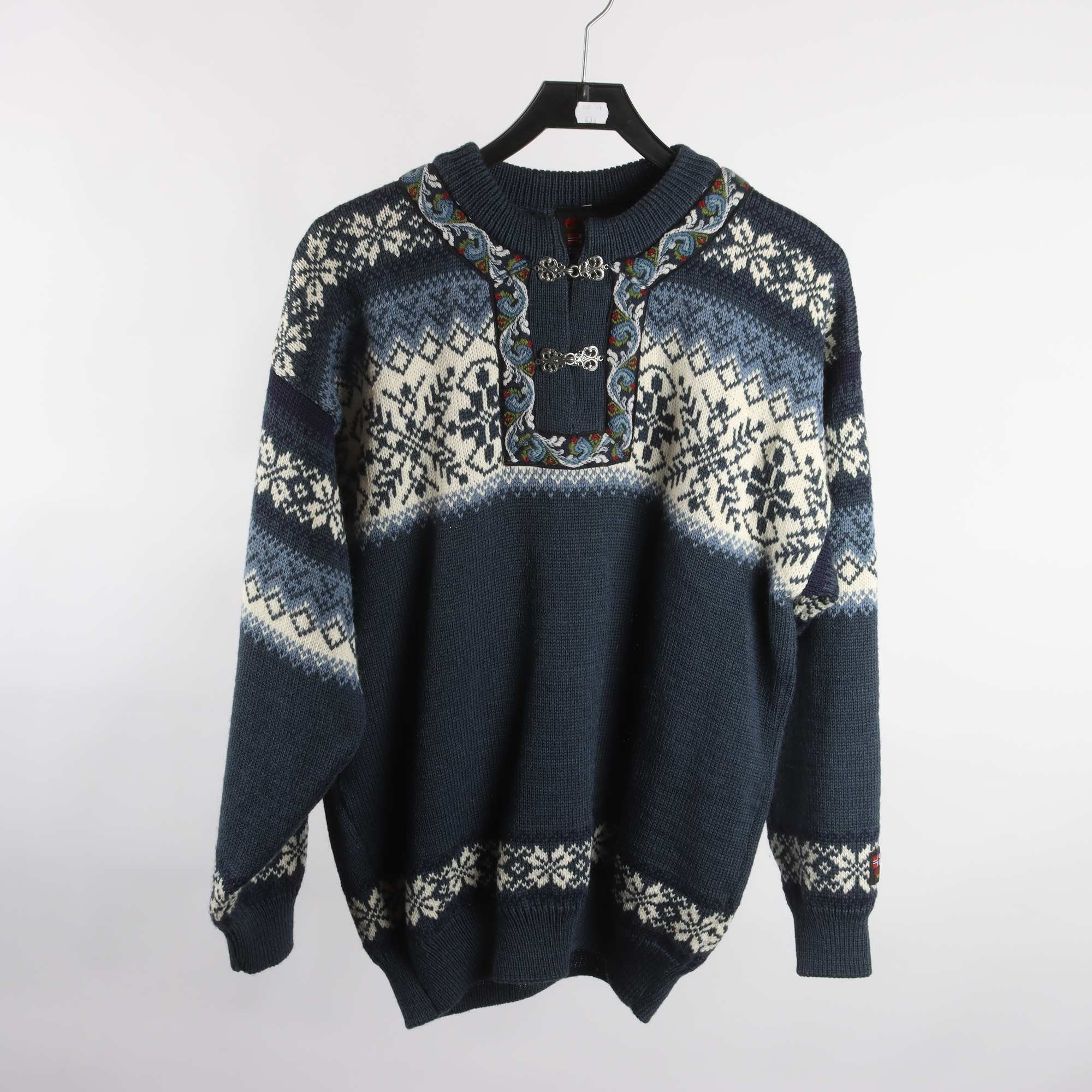 Lusekofta, Gjestal, Norge, blå, vit, 100% ull, stl. L.