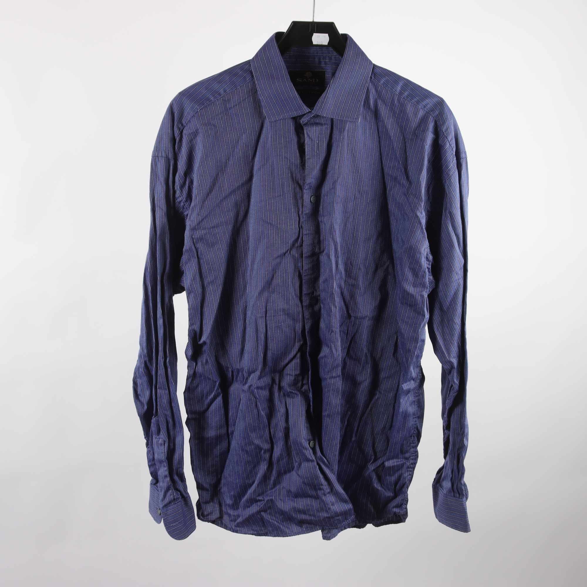 Skjorta, Sand, randig, blålila, stl. 43.