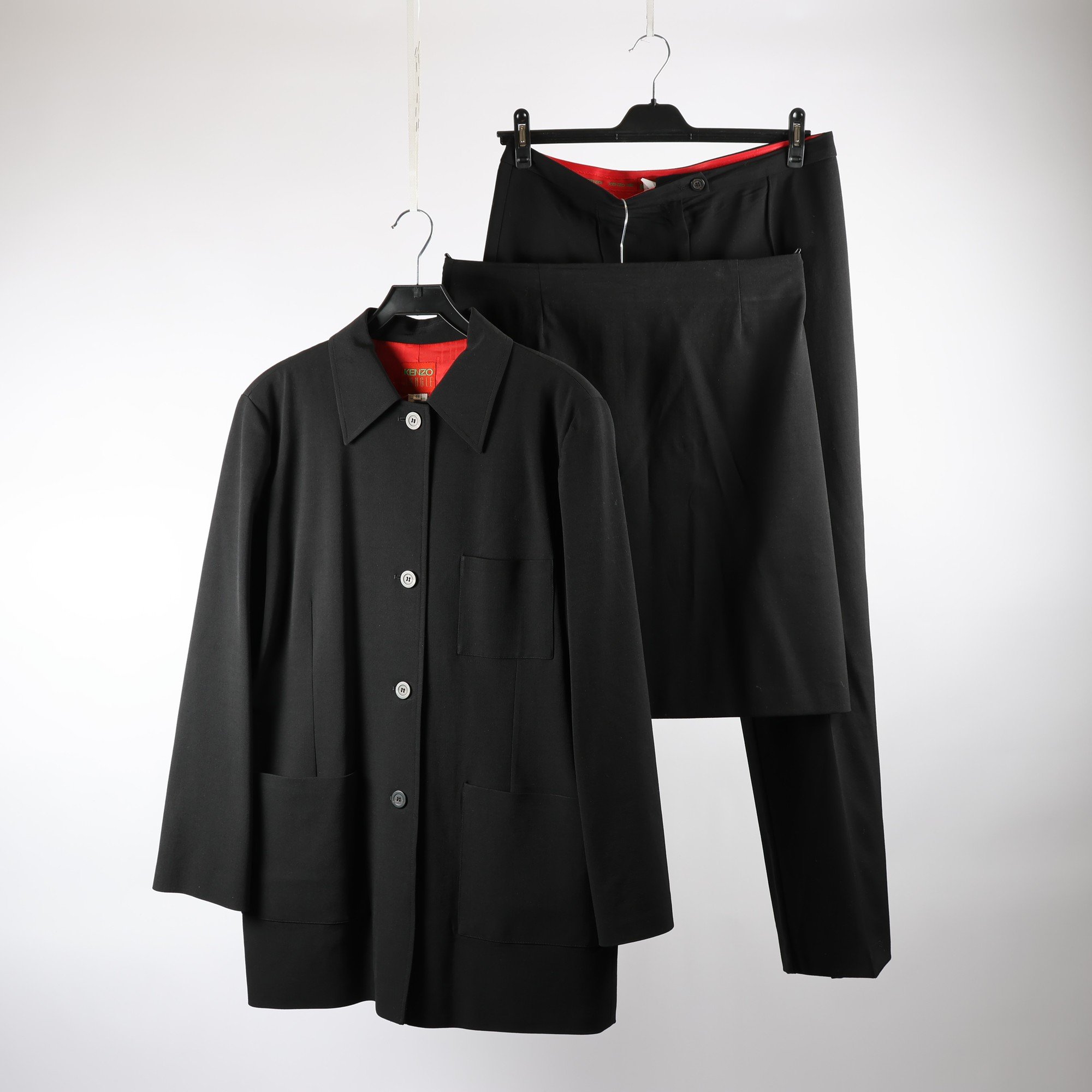 3-delat set, jacka/byxor + kjol, Kenzo Jungle, svart, stl. 44