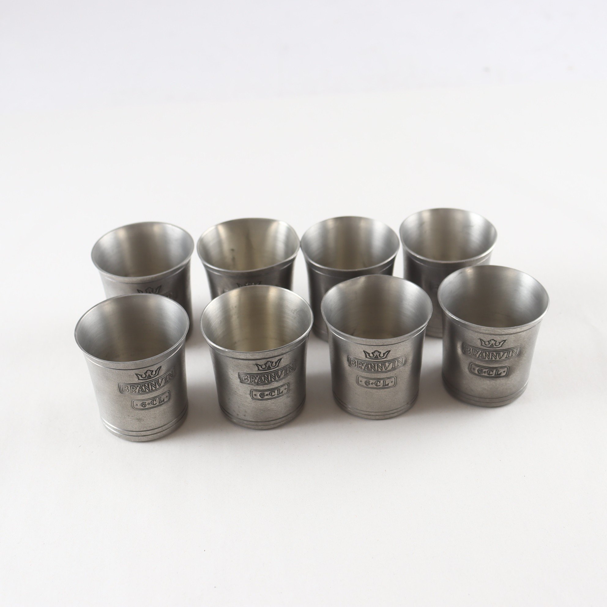 Supkoppar, ”Brännvin”, Scandia Tenn, 8 st.