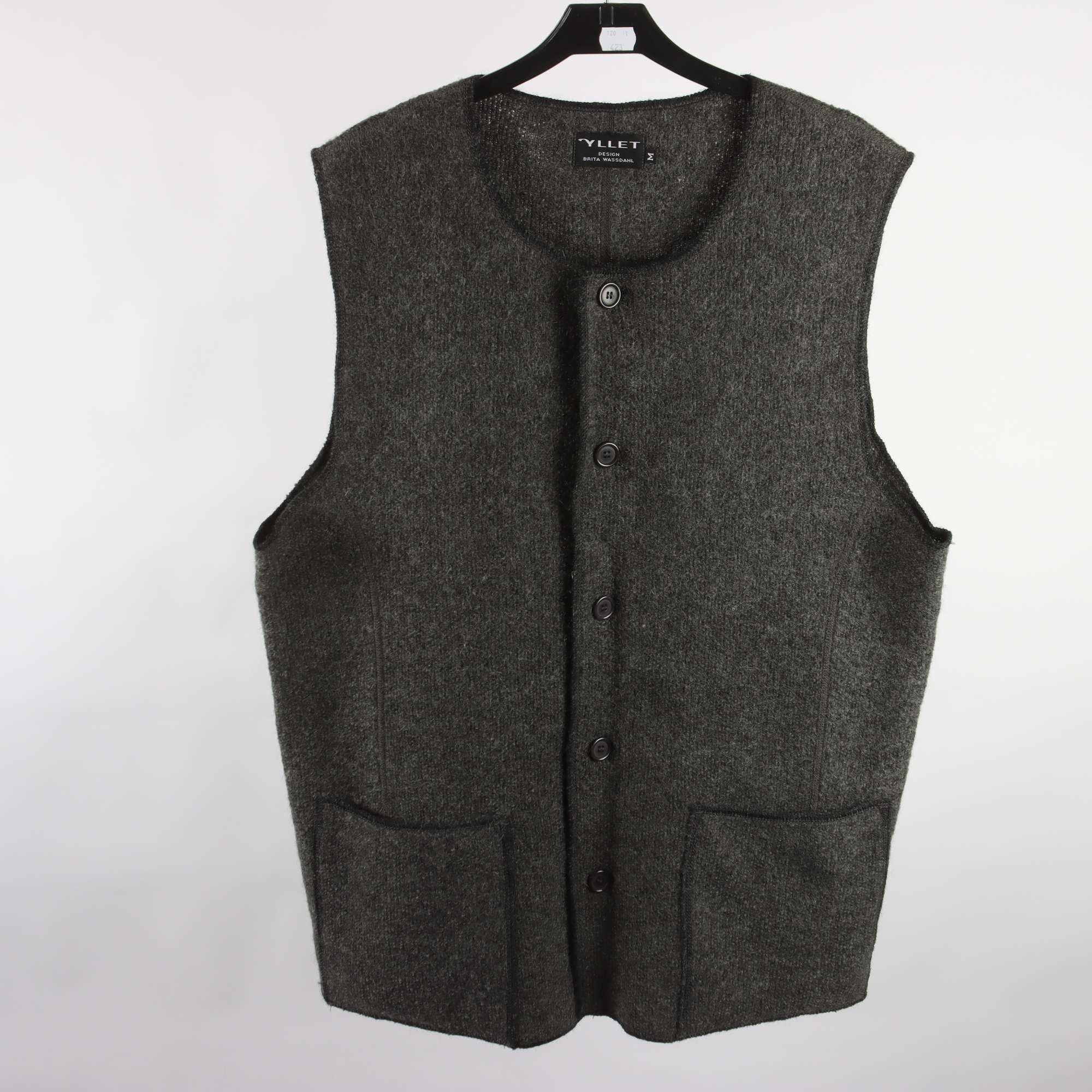 Väst, Yllet, grå, 100% ull, stl. M.