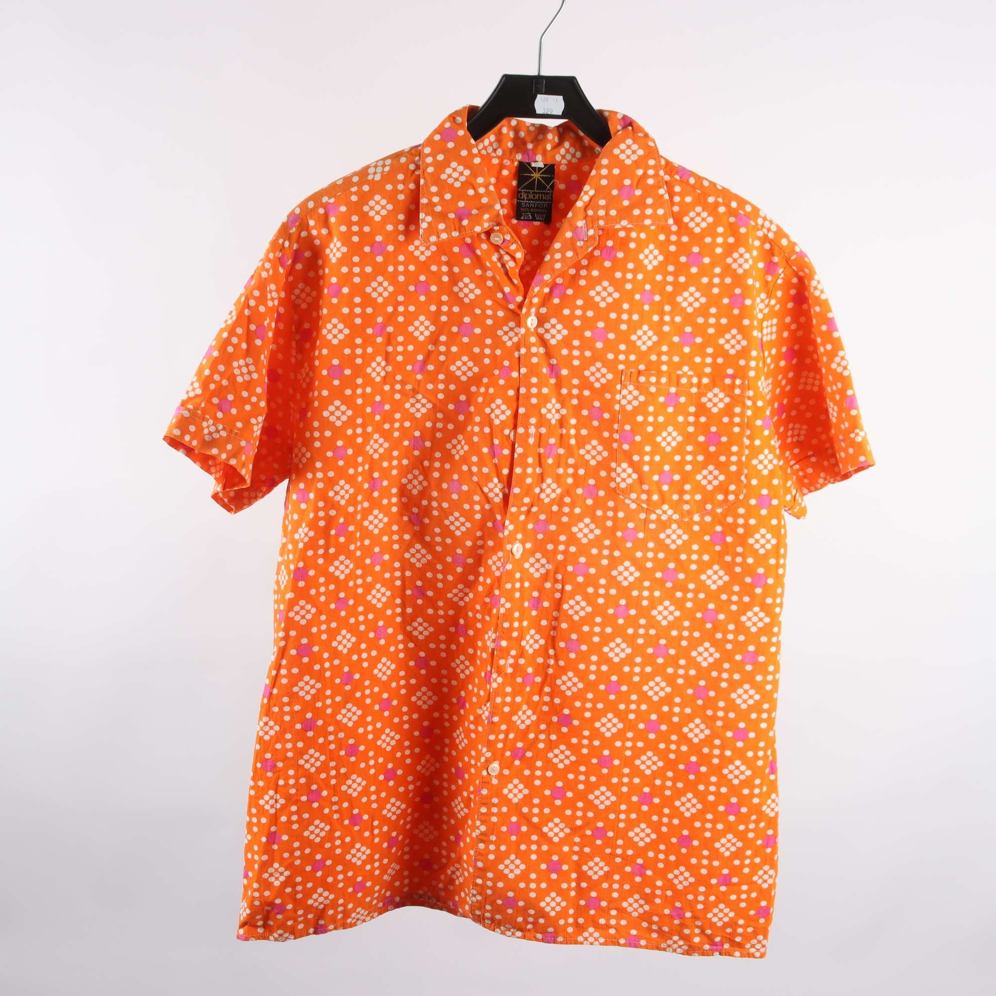 Skjorta, Diplomat, orange, rosa, vit, retro, stl. 41.