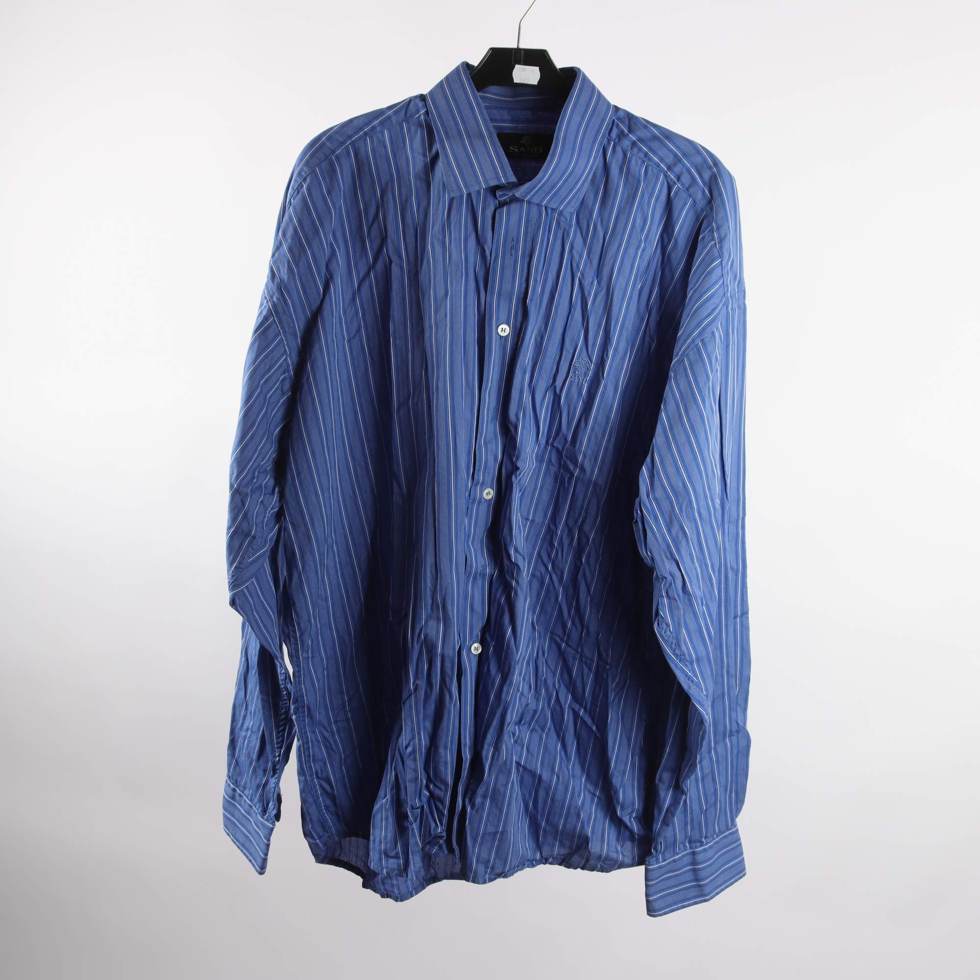 Skjorta, Sand, randig, blå, vit, stl. 43.