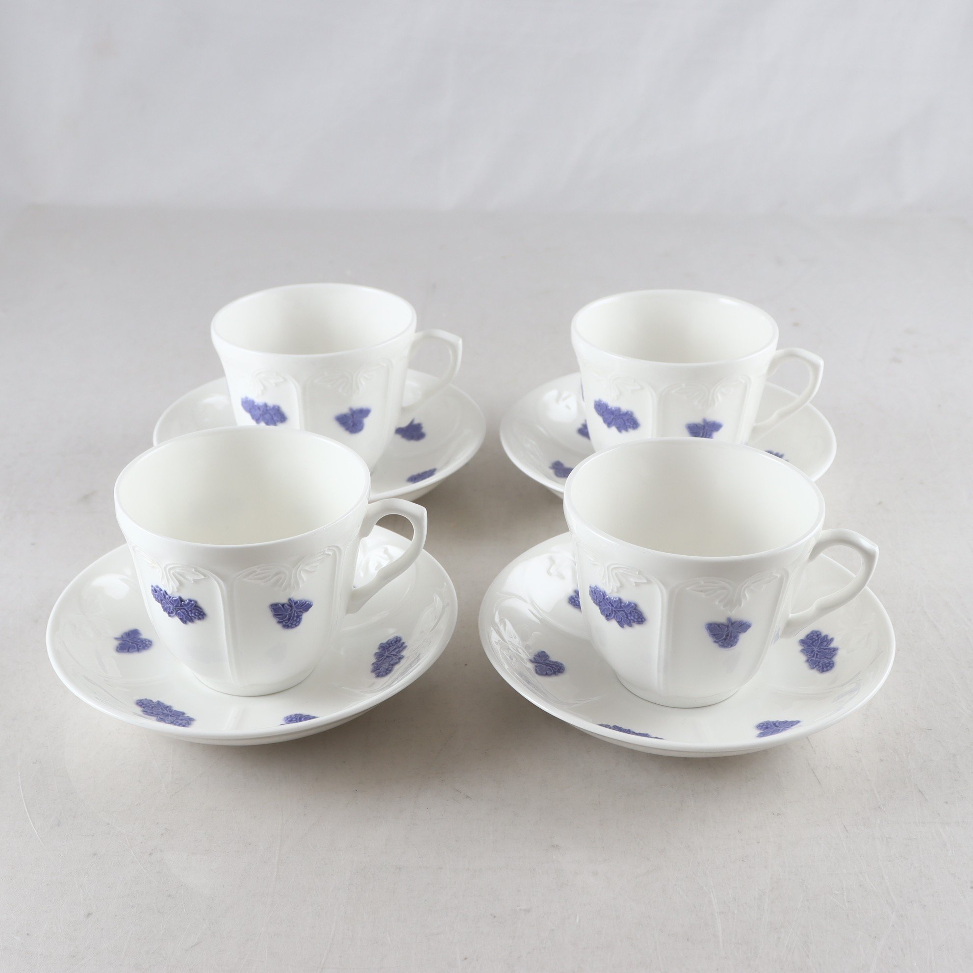 Kopp & fat, Rörstrand, ”Blå Blom”, Old Gustavsberg, stor, 4 st. Samfraktas ej