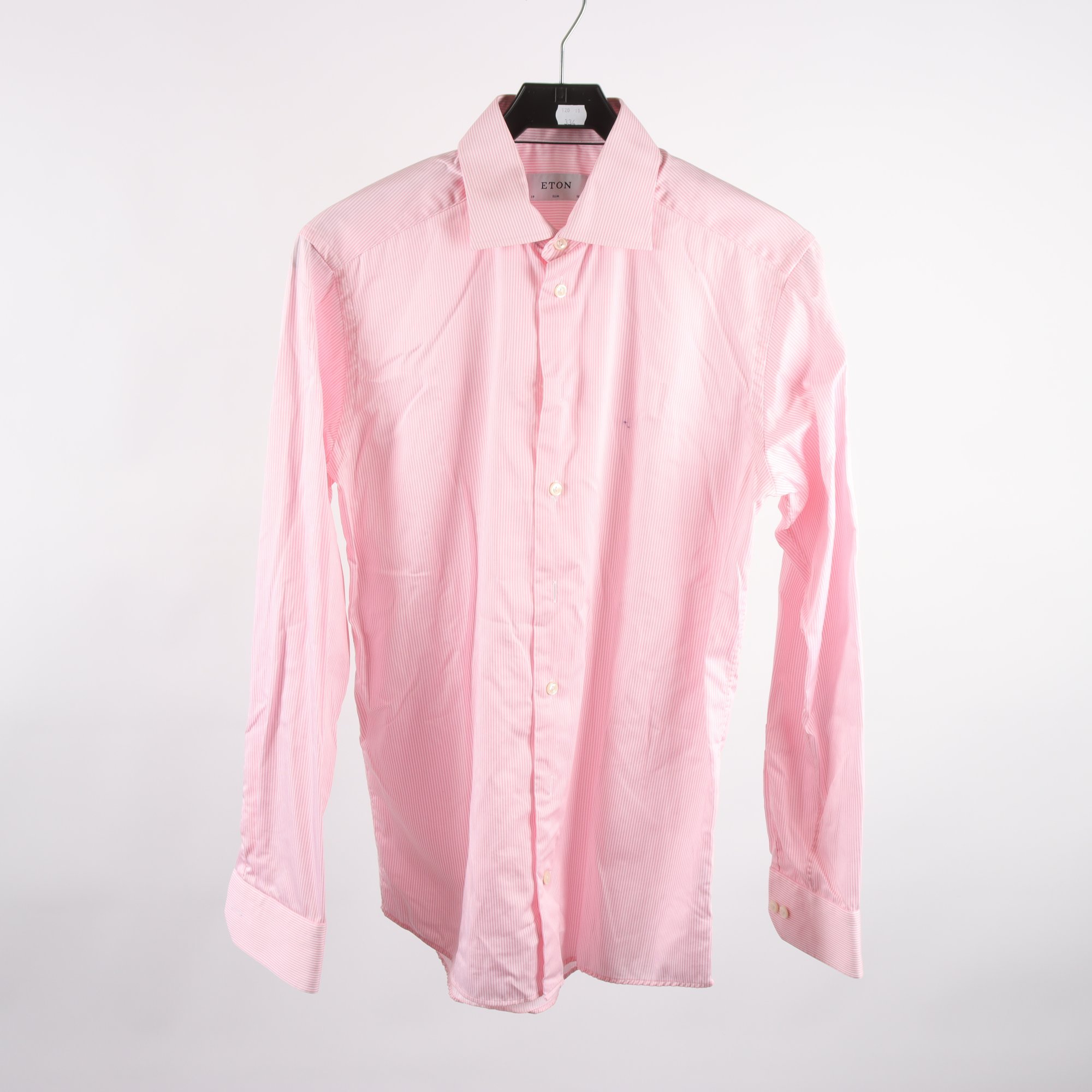 Skjorta, Eton, randig, vit, rosa, stl. 39.