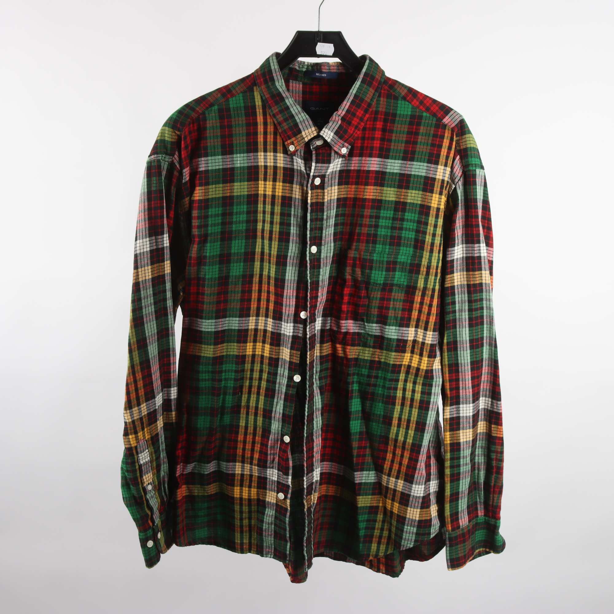Skjorta, Gant, rutig, röd, grön, stl. L.