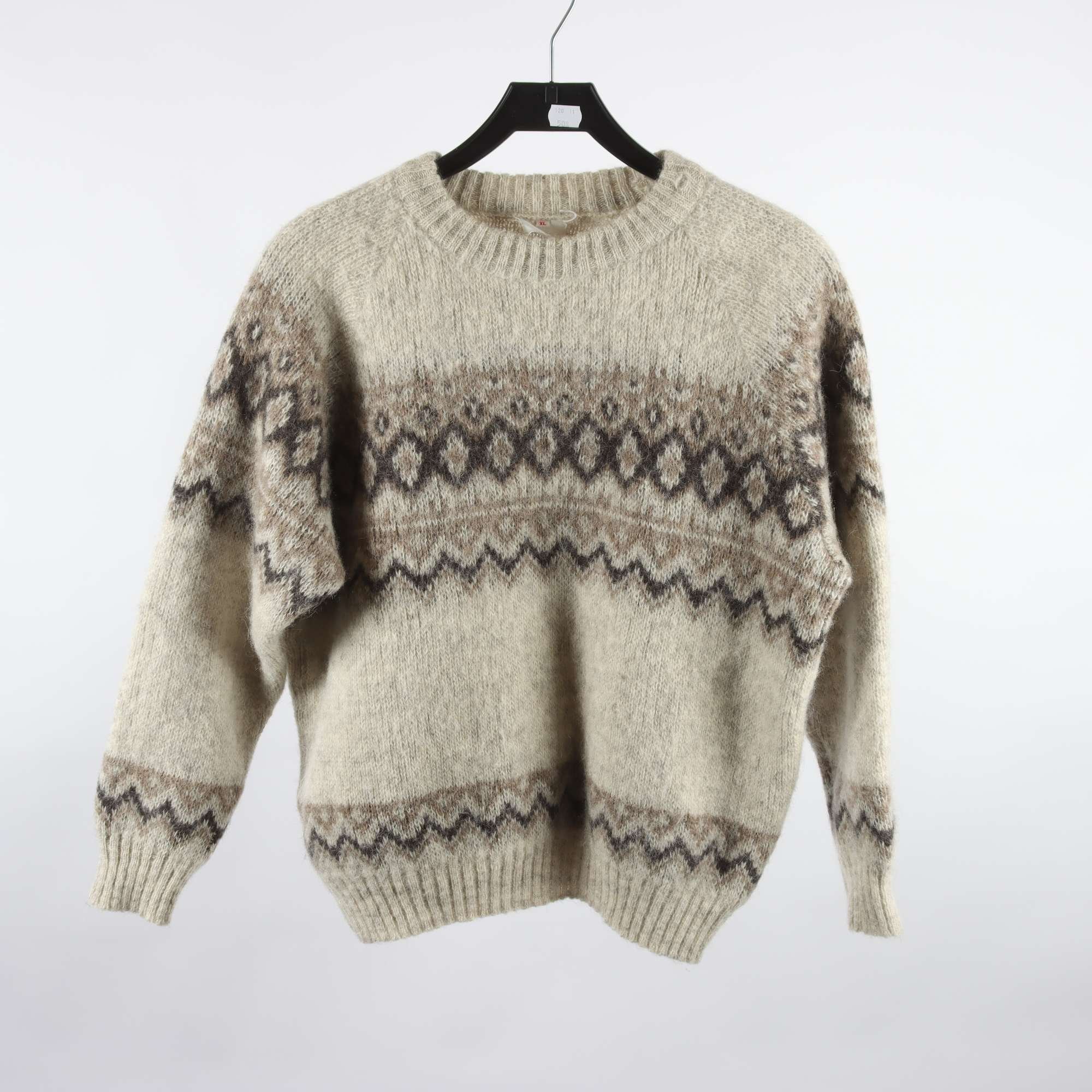 Tröja, Okänd, beige, grå, ull, stl. ca. S.