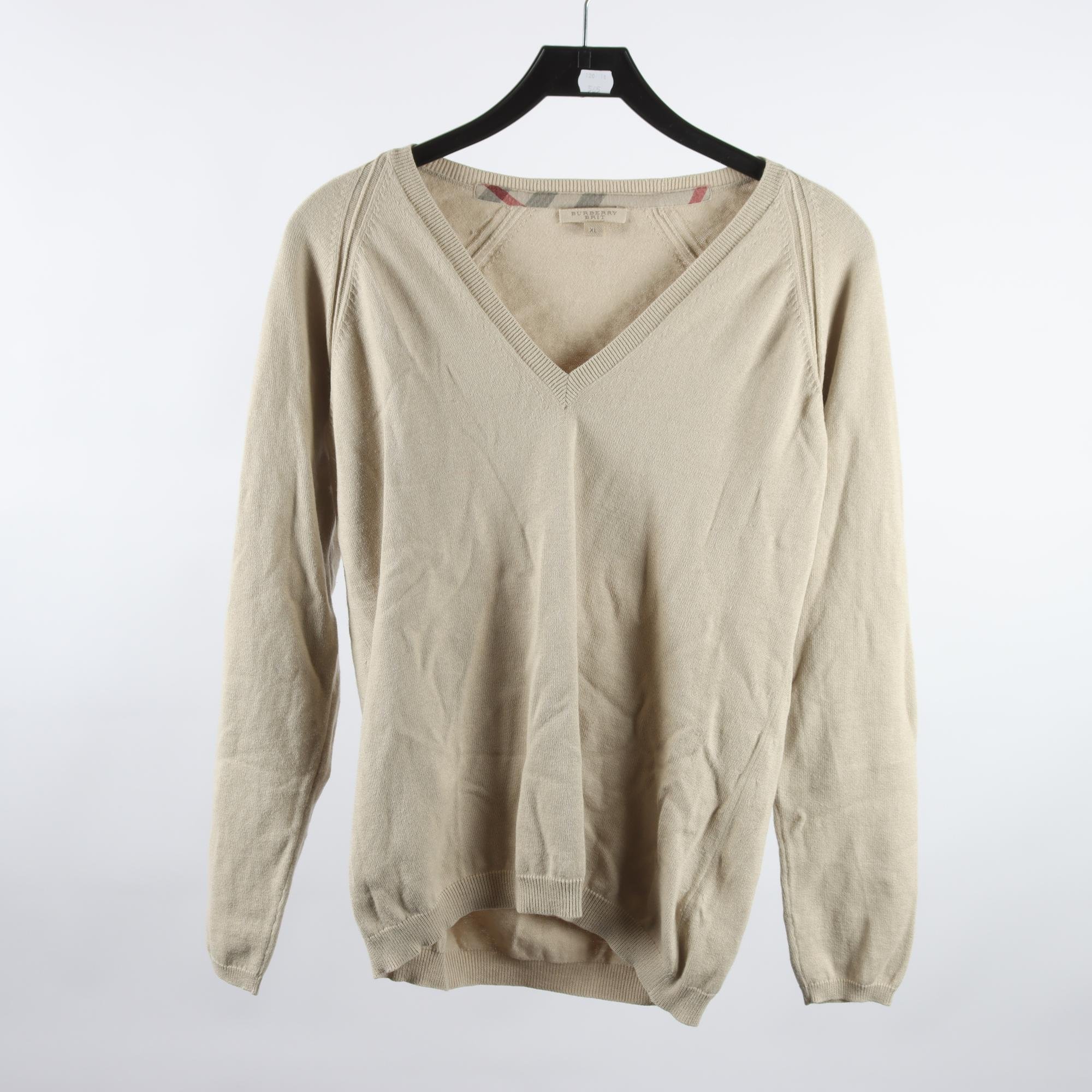 Tröja, Burberry, beige, bomull, cashmere, stl. XL.
