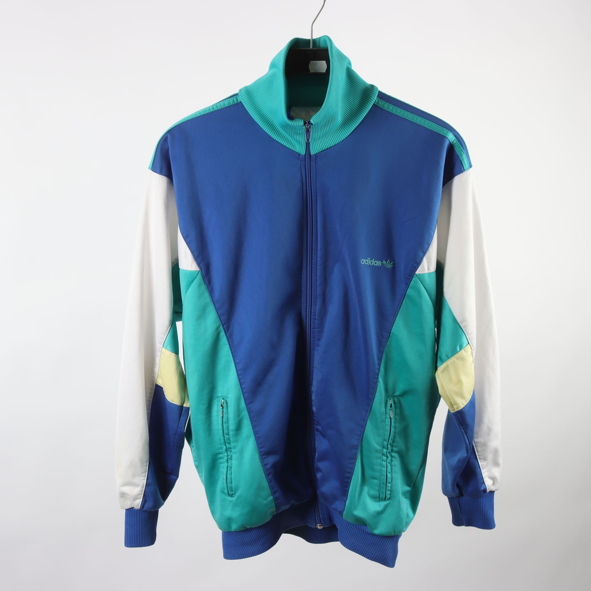 Träningsjacka, Adidas, blå, grön, retro, st. ca. S.