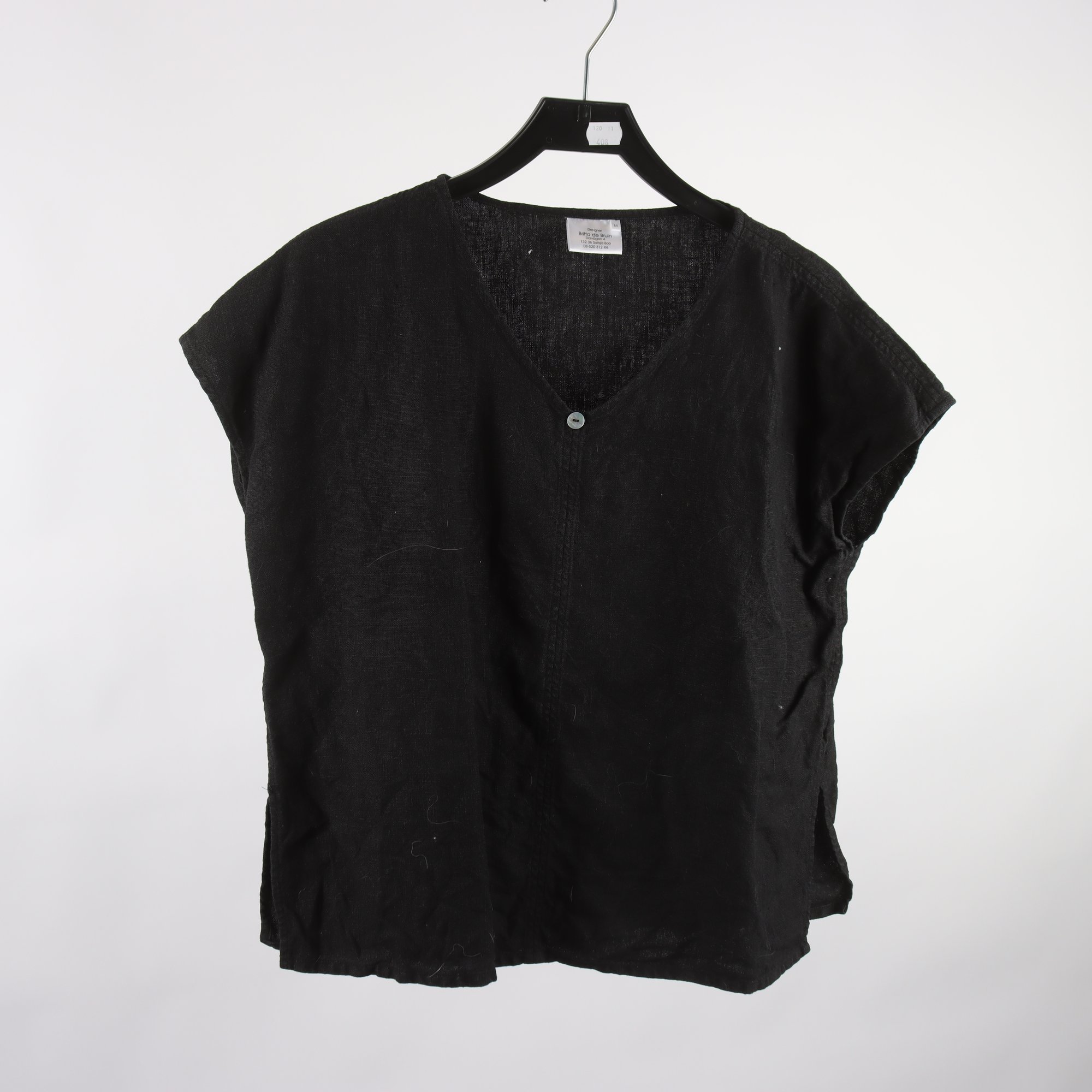 Blus, Britta de Bruin, svart, 100% lin, stl. M.