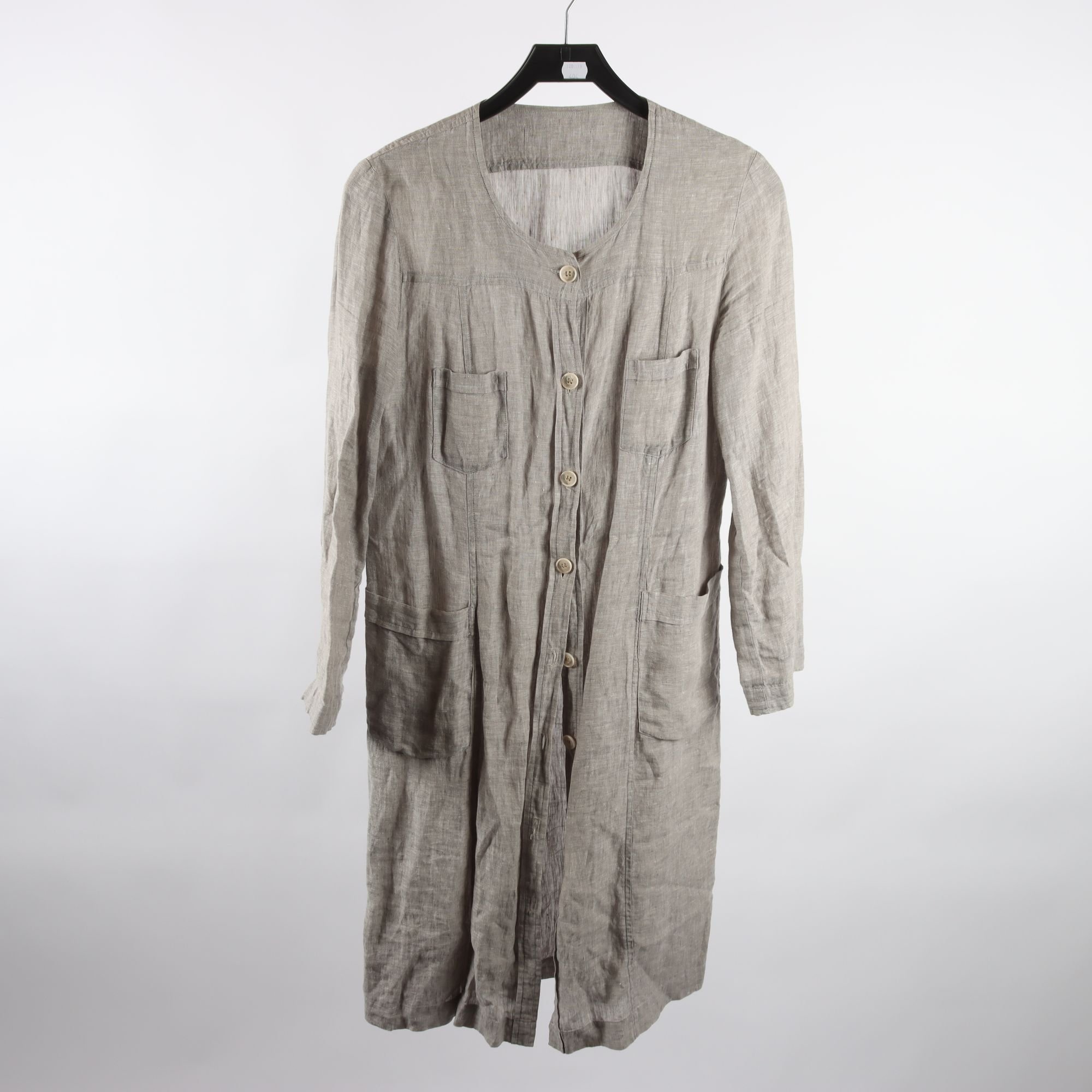 Klänning, Okänd, grå/beige, lin, stl. ca. S.