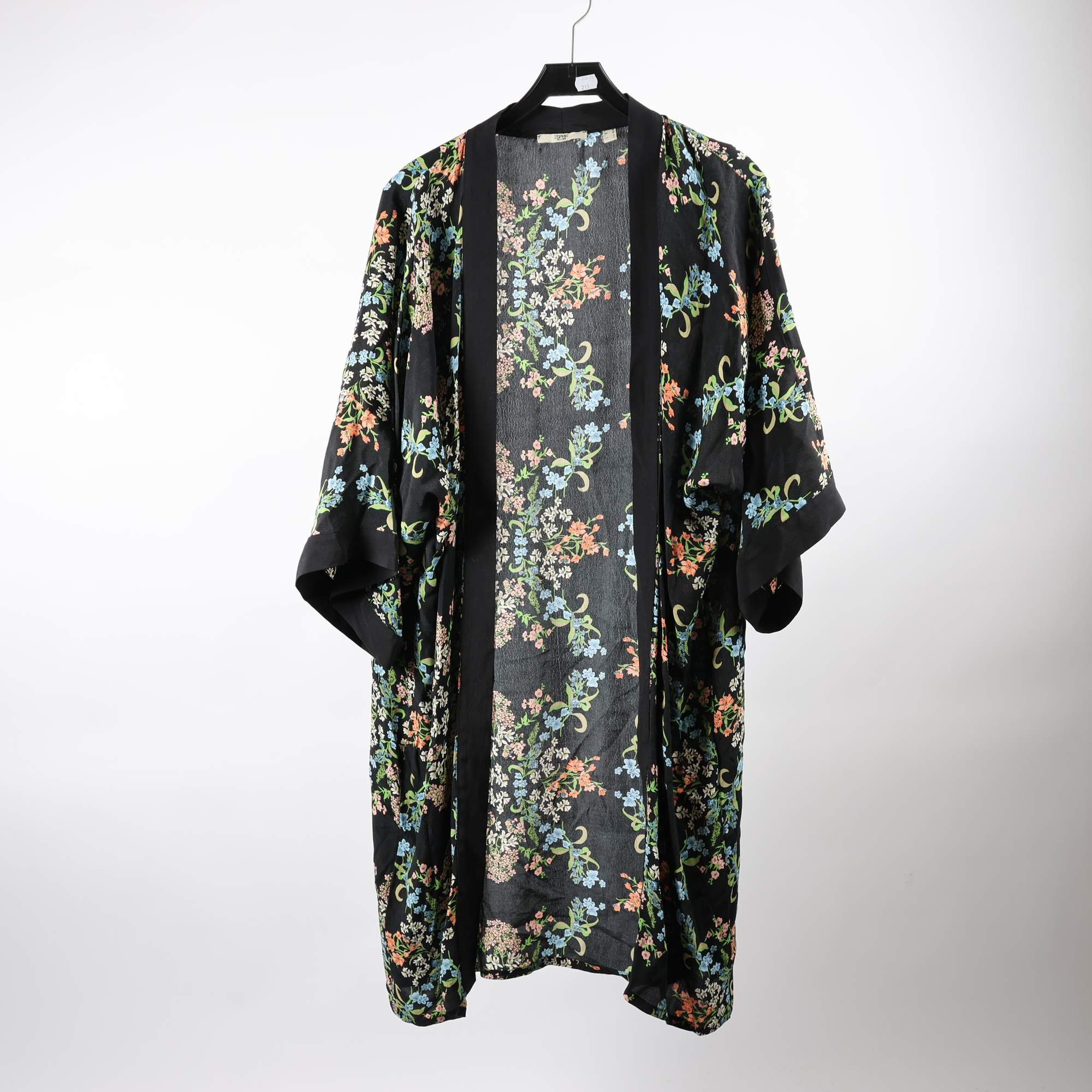 Kimono/kaftan, Esprit, svart, blommig, stl. M
