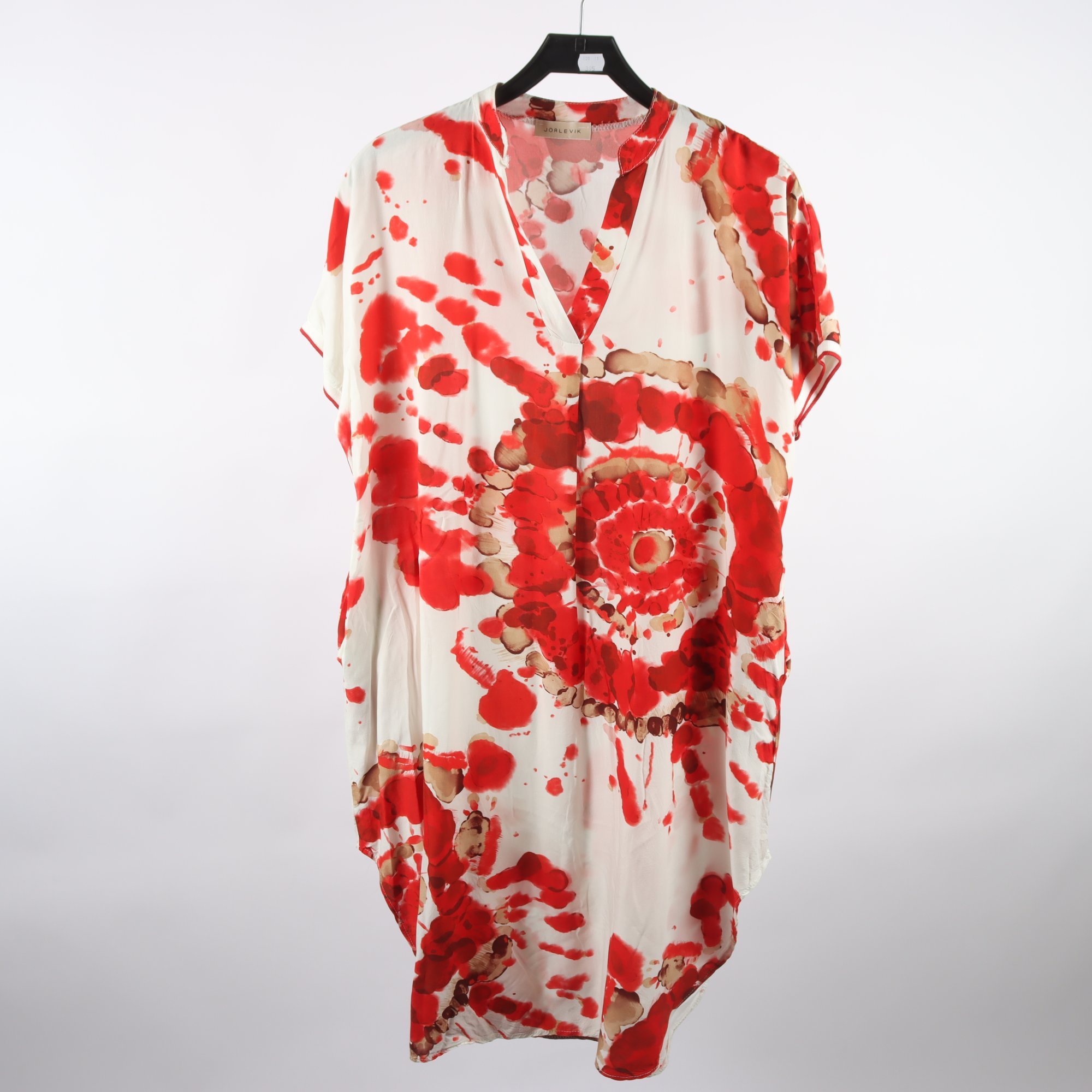 Klänning, Jörlevik, vit, röd, stl. ca. L.