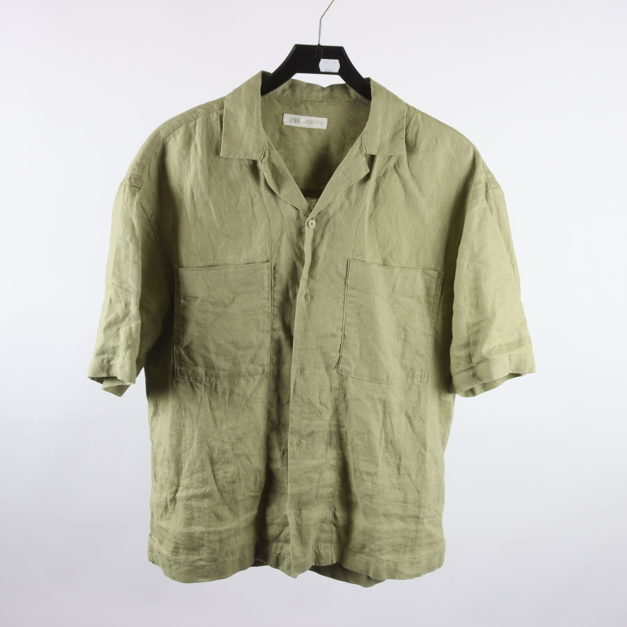 Skjorta, Zara, grön, 100% lin, stl. S.