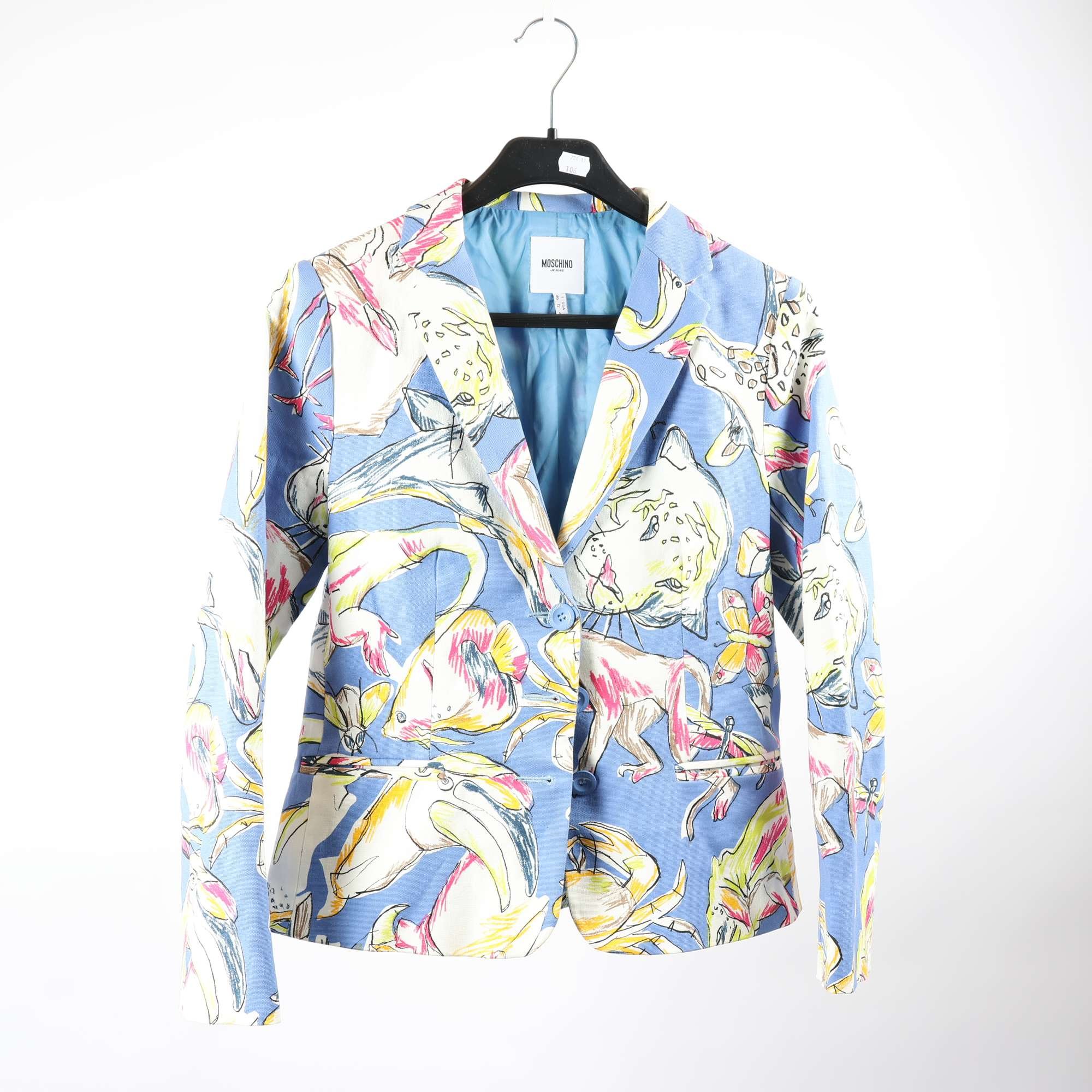 Kavaj, Moschino, blå, mönstrad, stl. 42