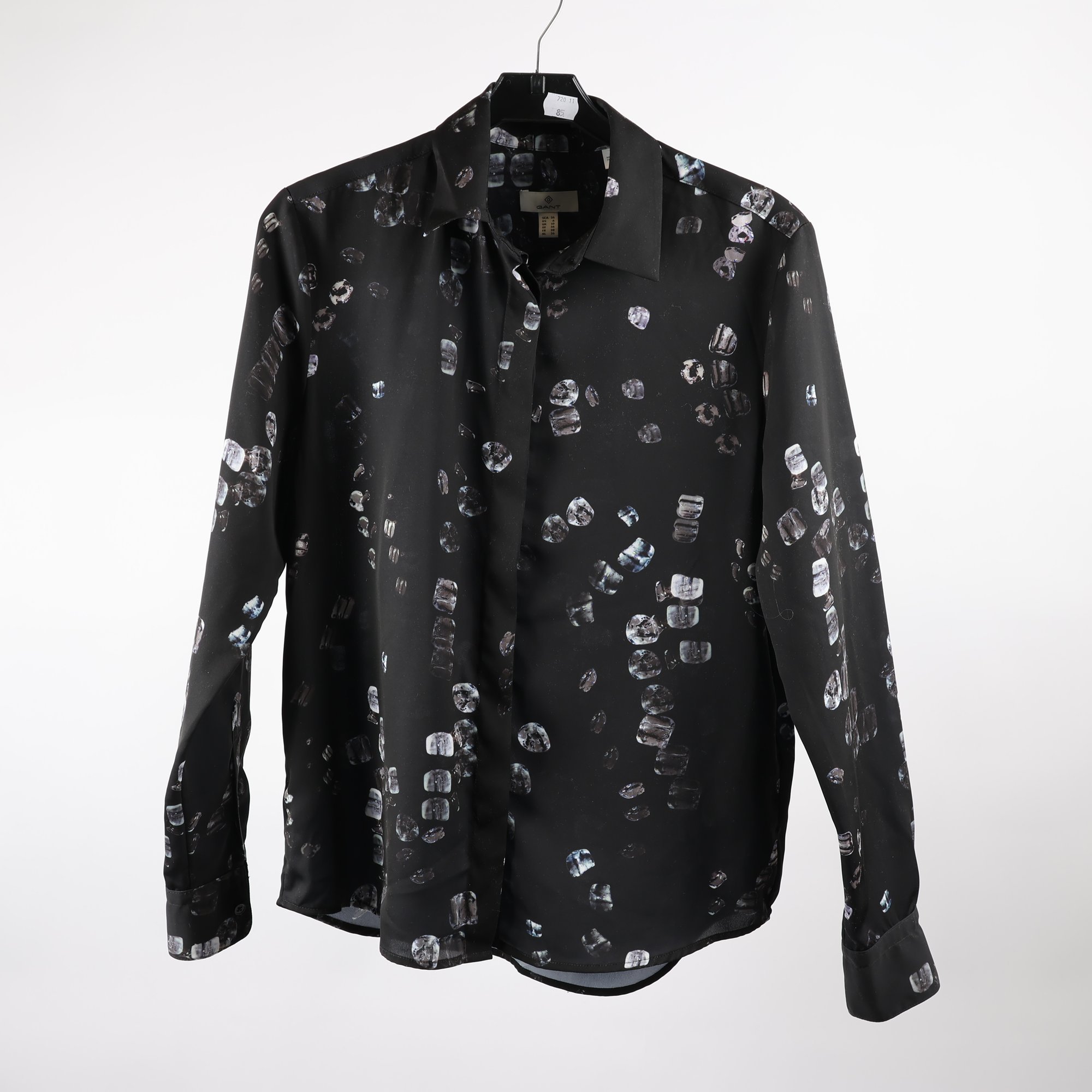 Blus, Gant, svart, mönstrad, stl. 36